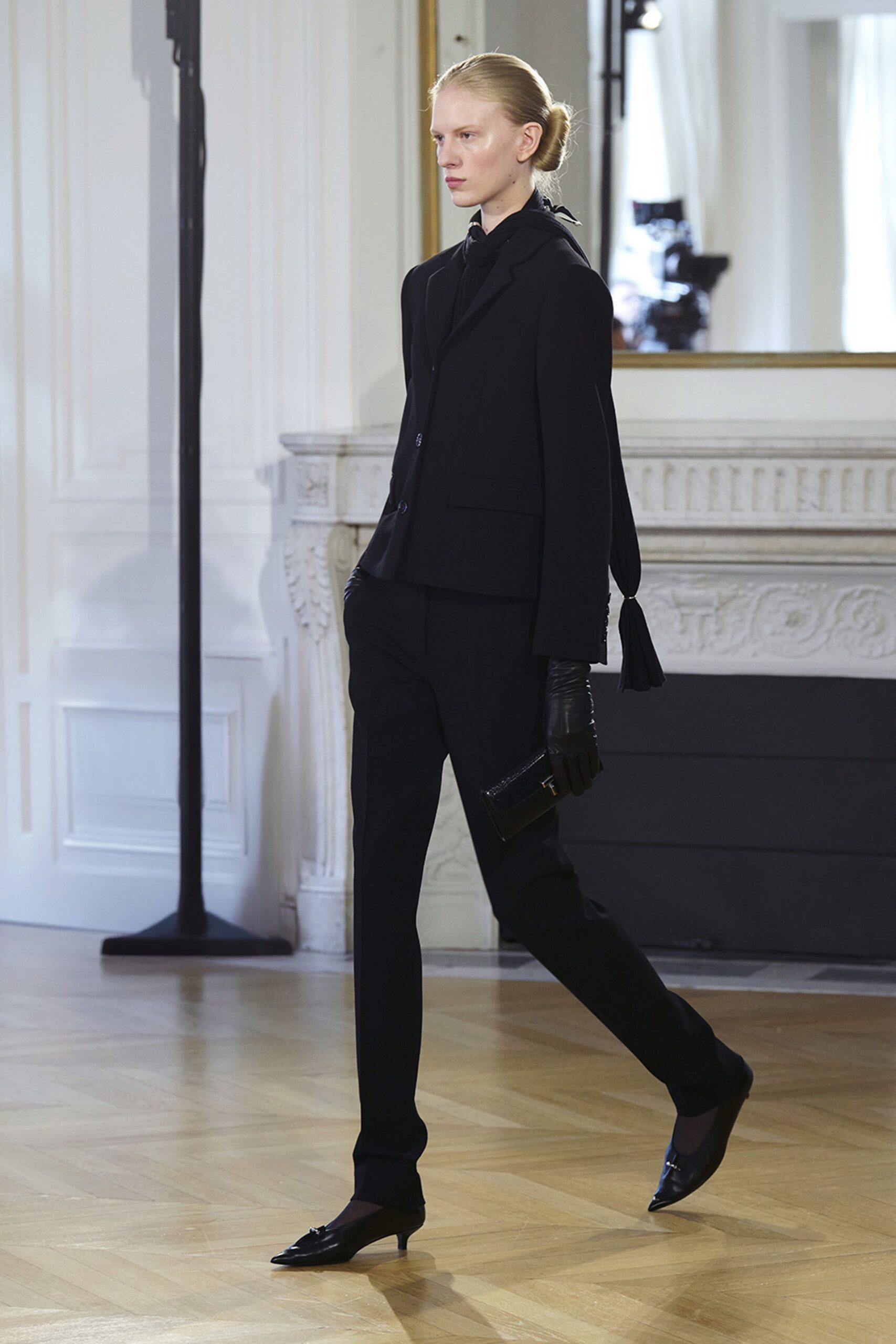 black tailored blazer and pants