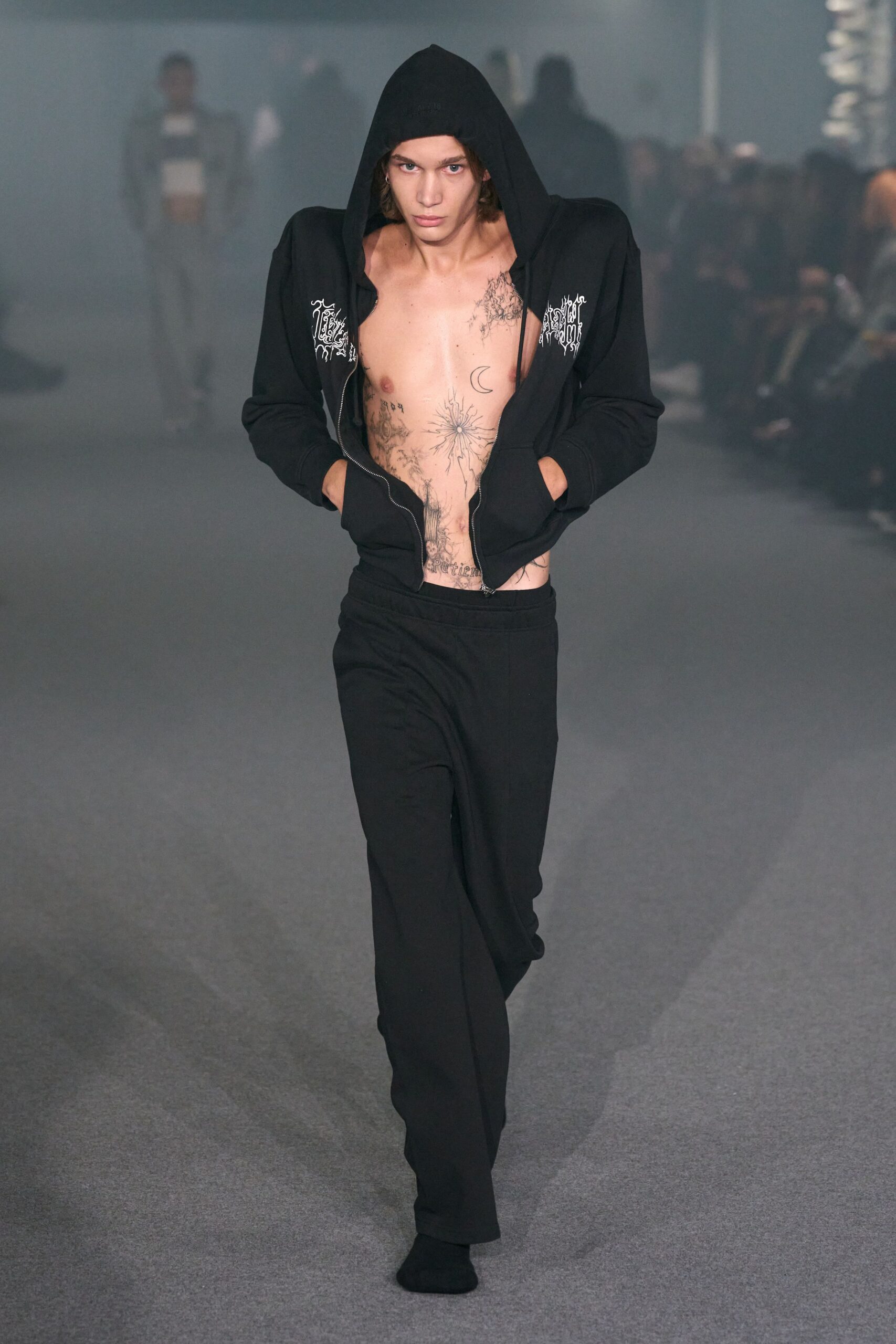 black fitted hoodie and pants