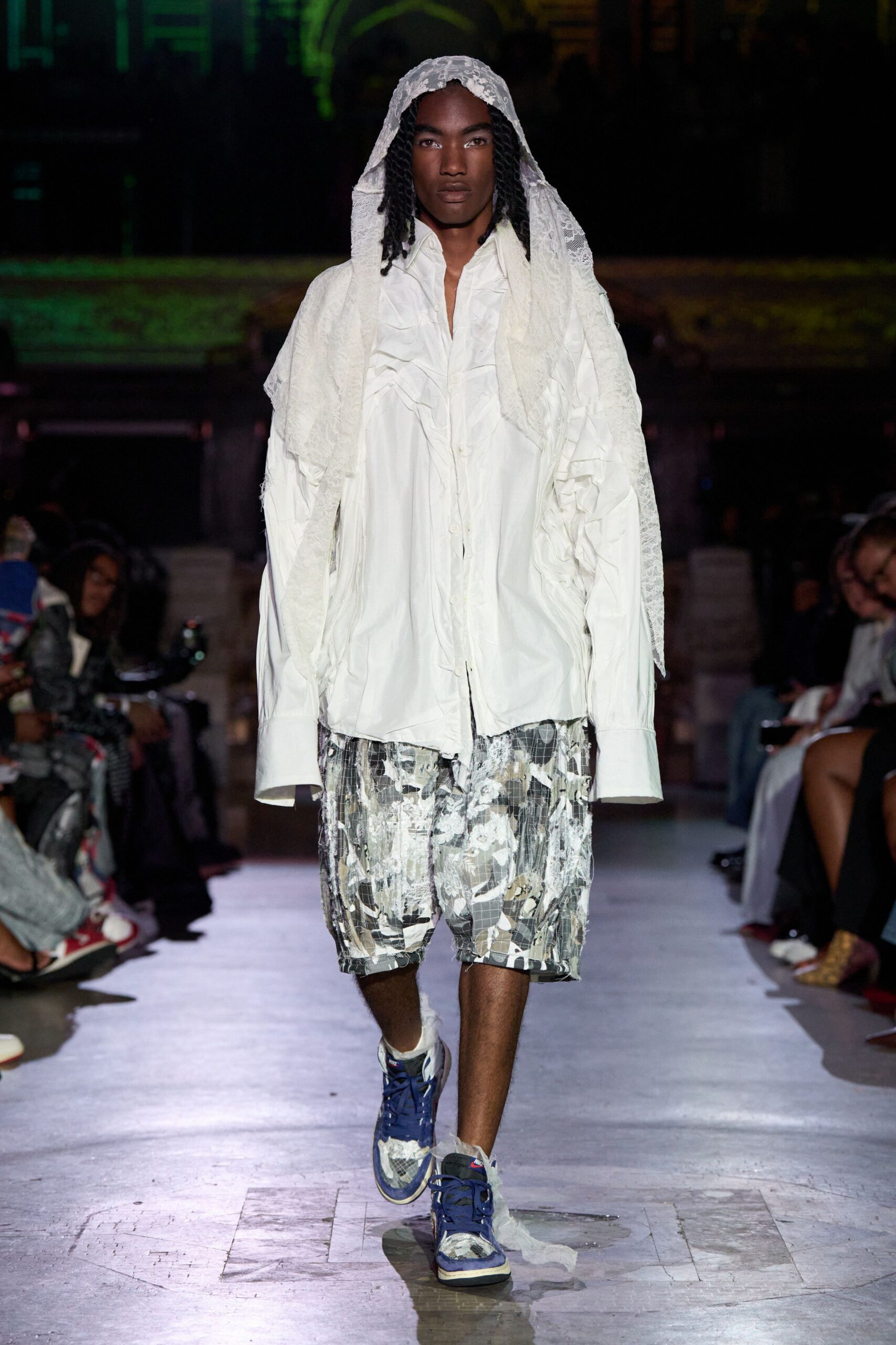 white cotton long-sleeve collared oversized layered shirt