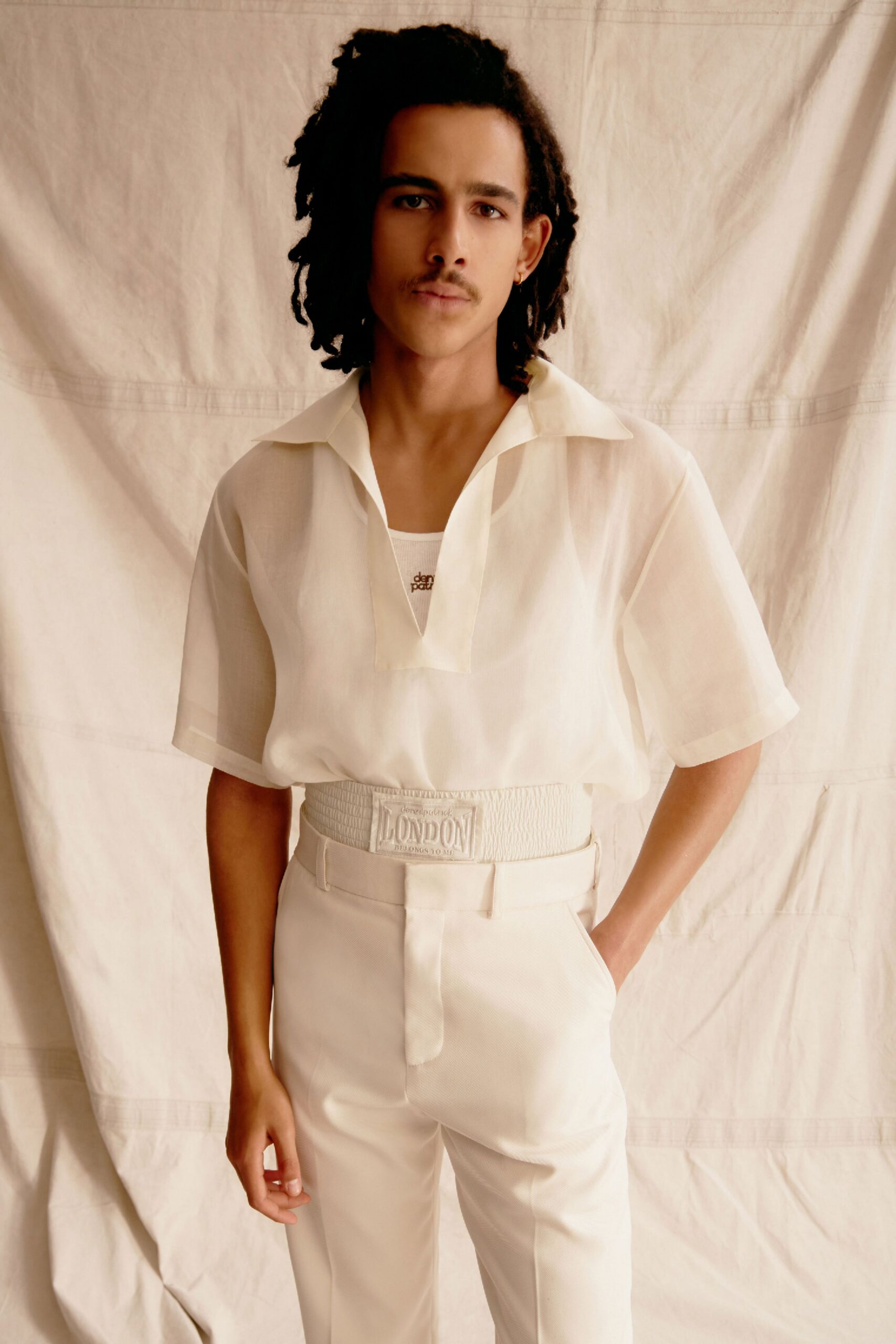 white cotton zippered belt