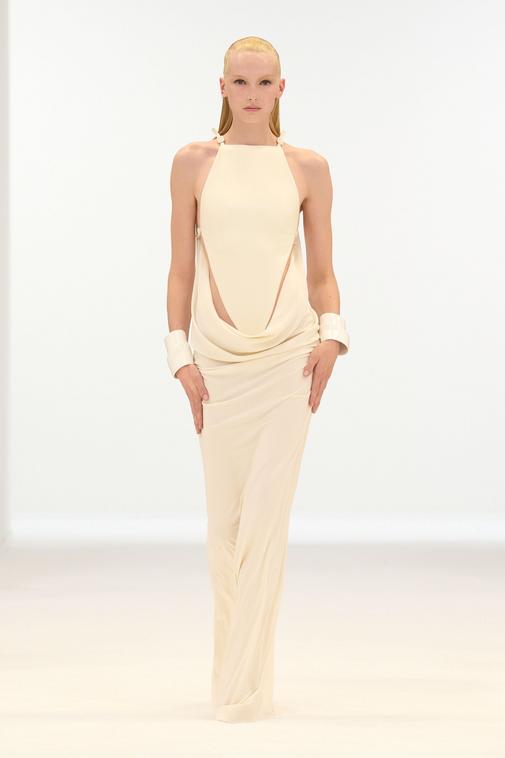 ivory silk halter gown