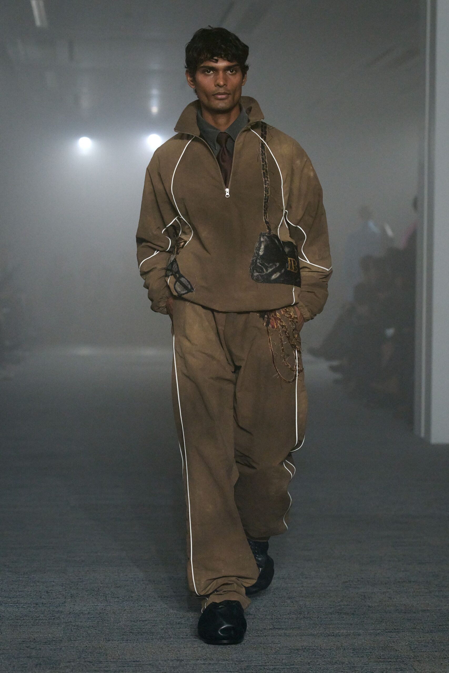 brown relaxed jacket and pants