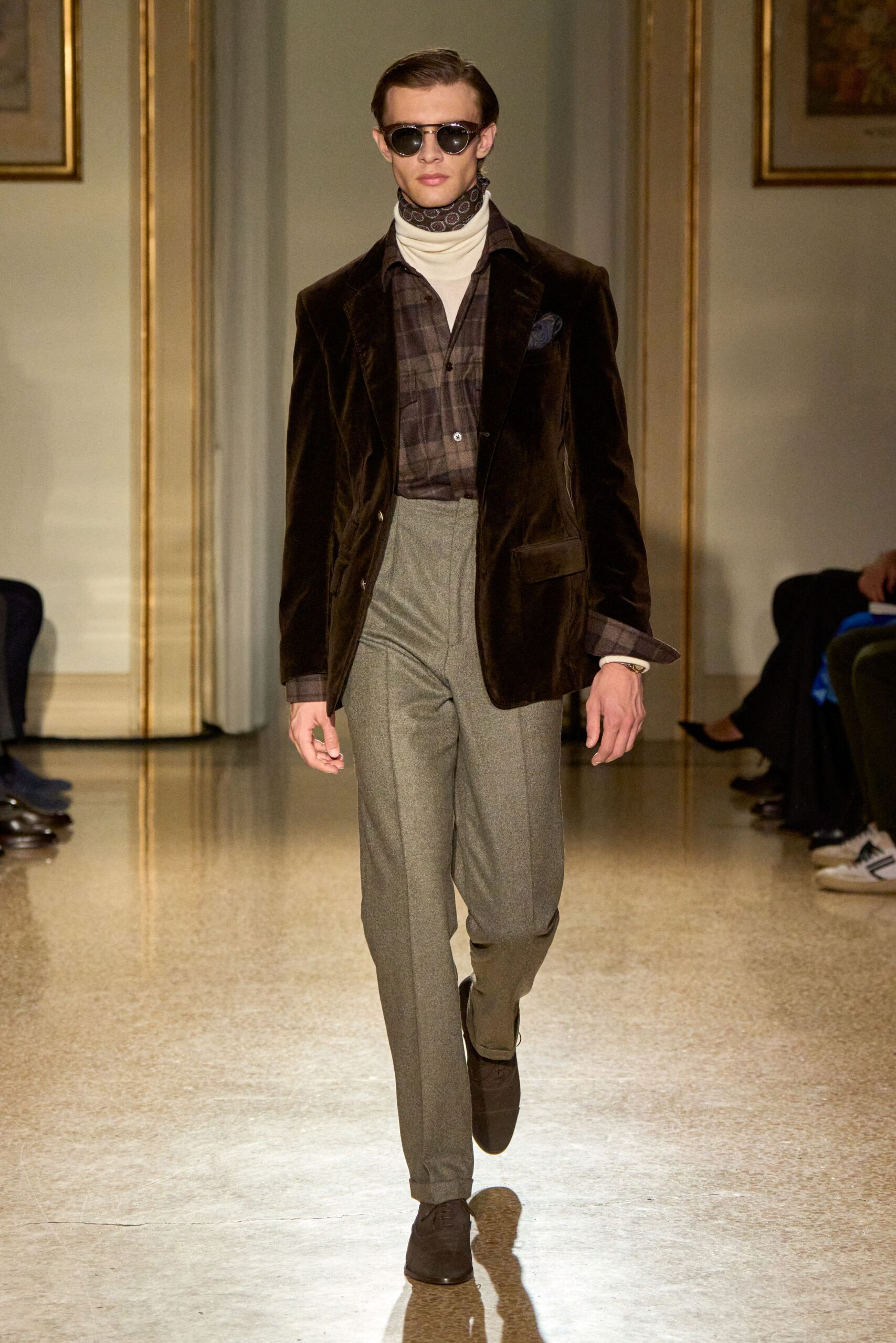 brown velvet tailored blazer
