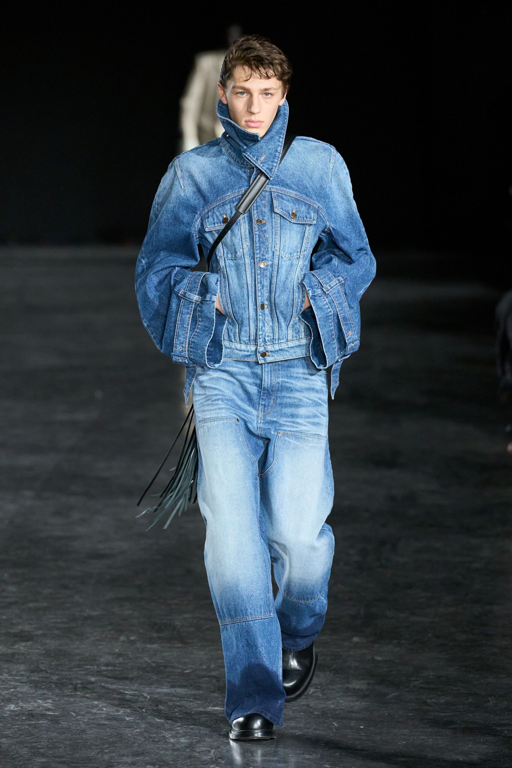 blue denim jacket and pants