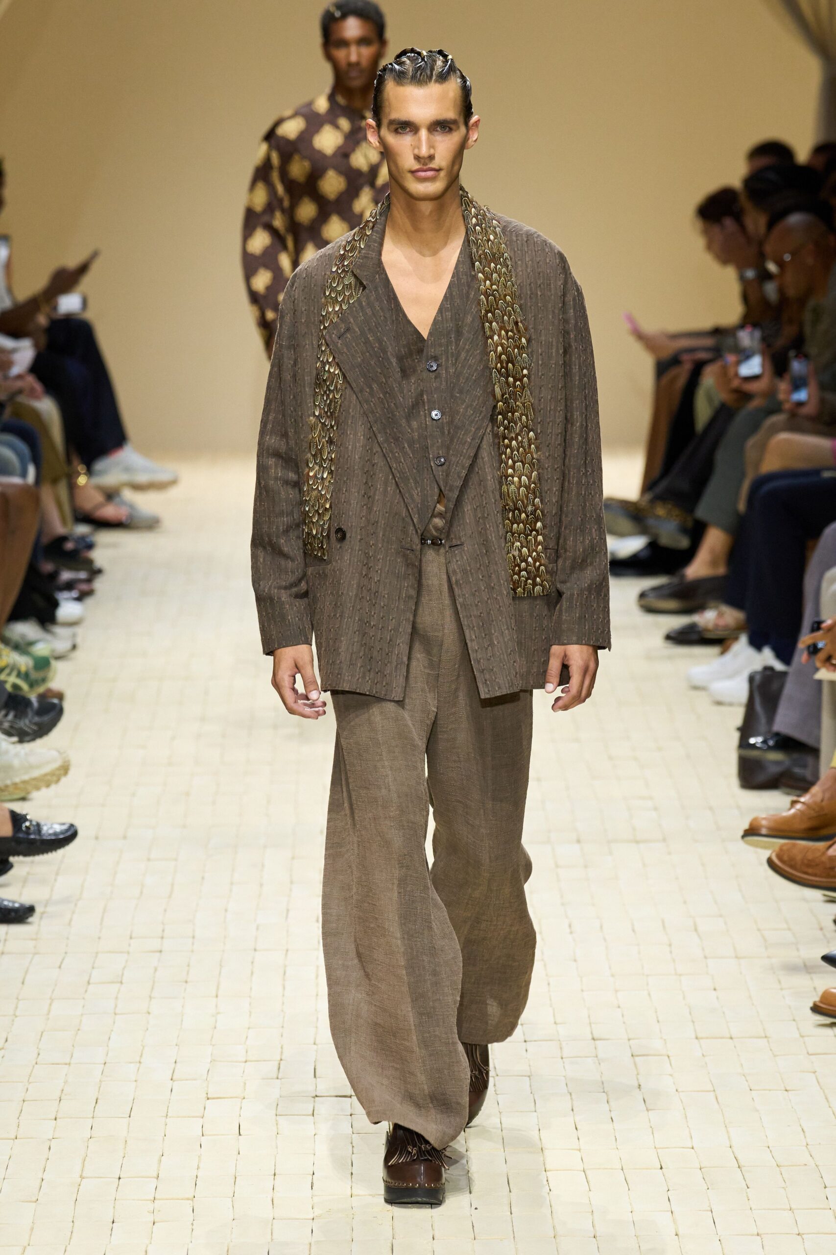 brown textured scarf