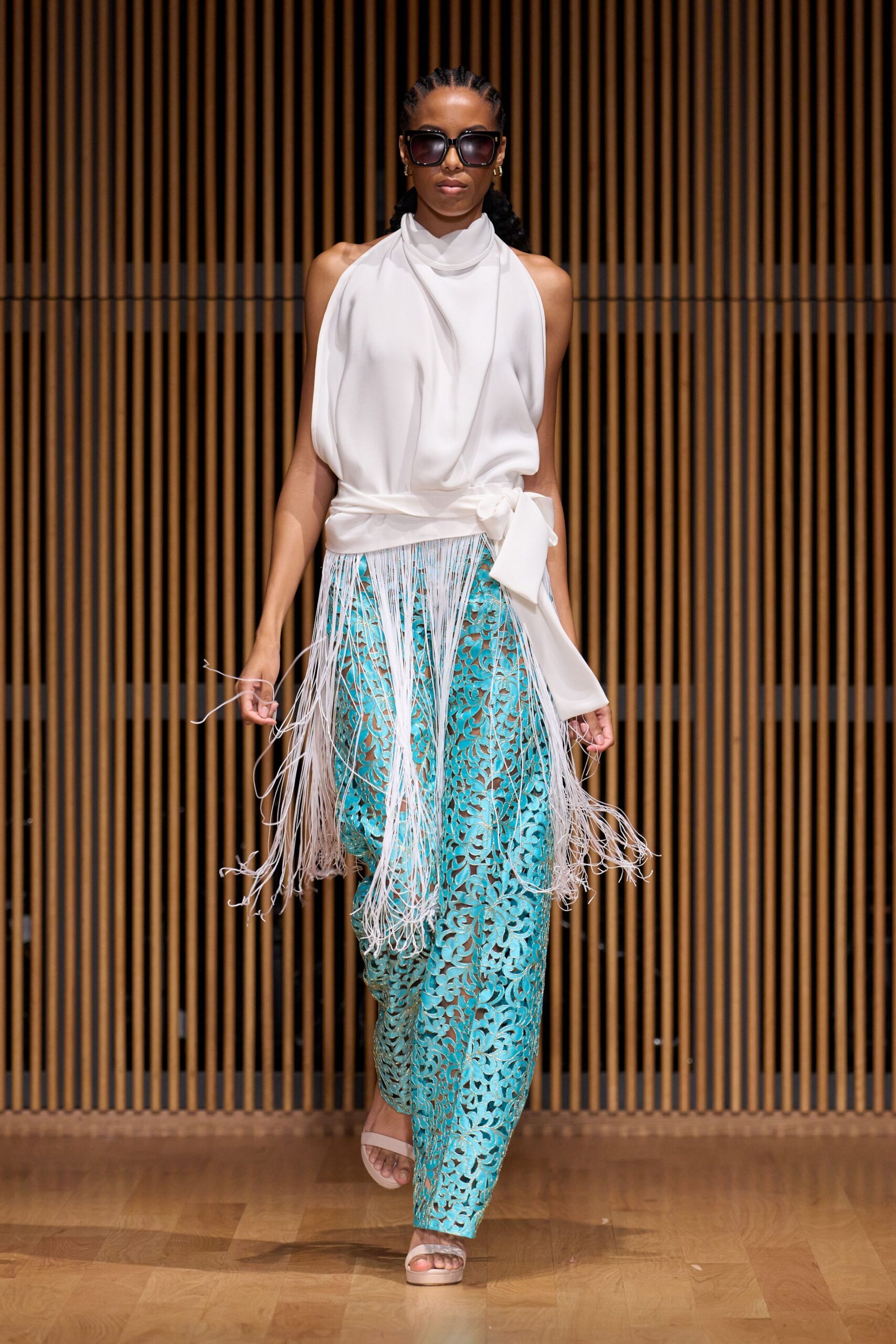 white silk top with fringes