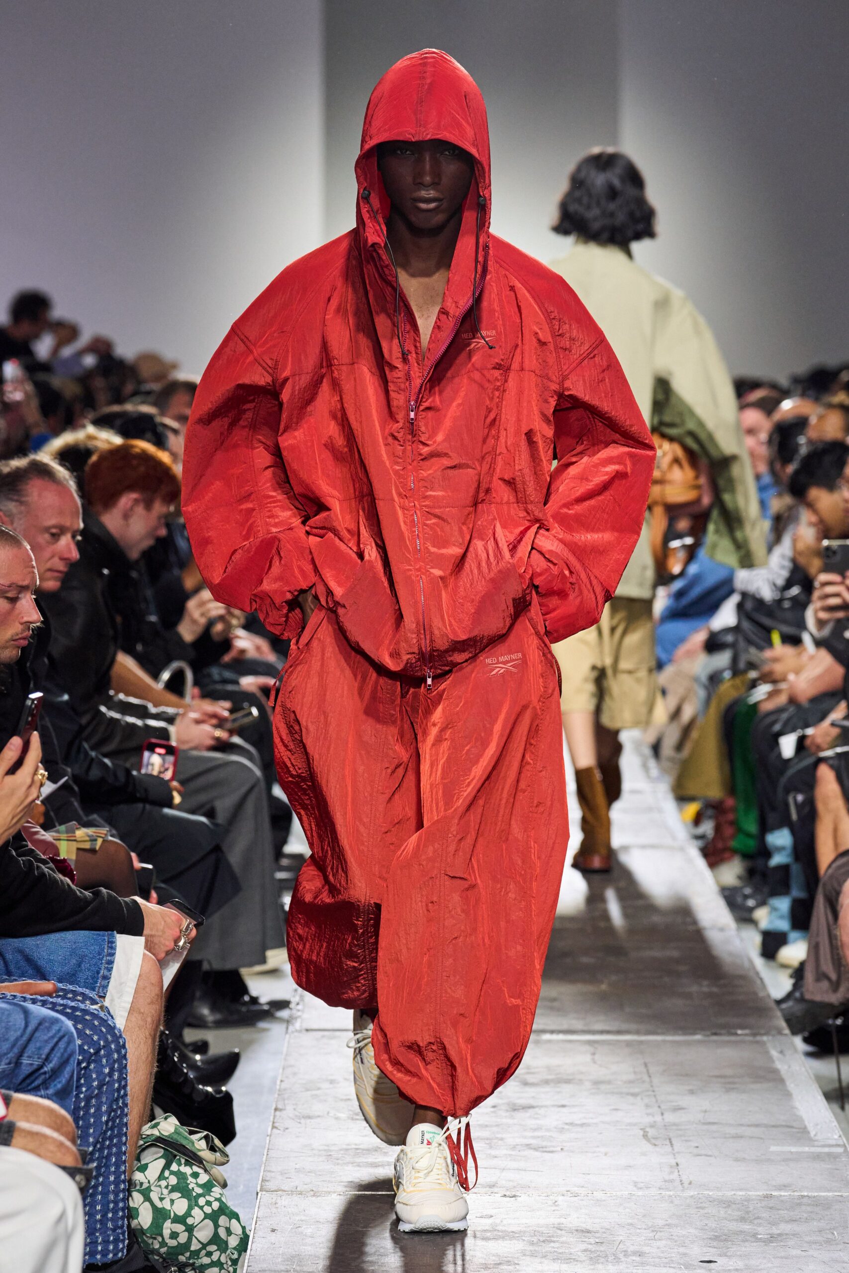 oversized red hooded coat