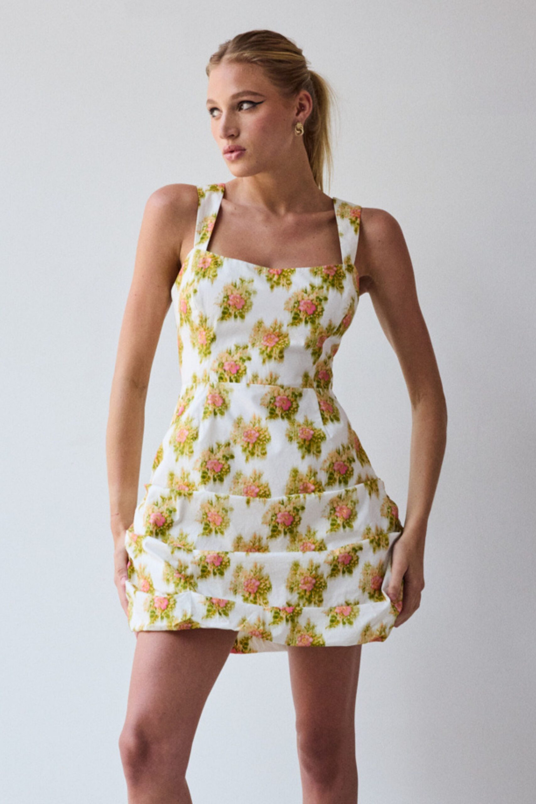 floral fitted mini dress
