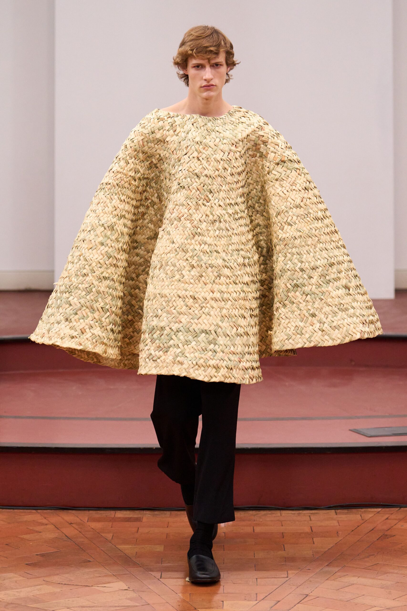 beige oversized woven cape
