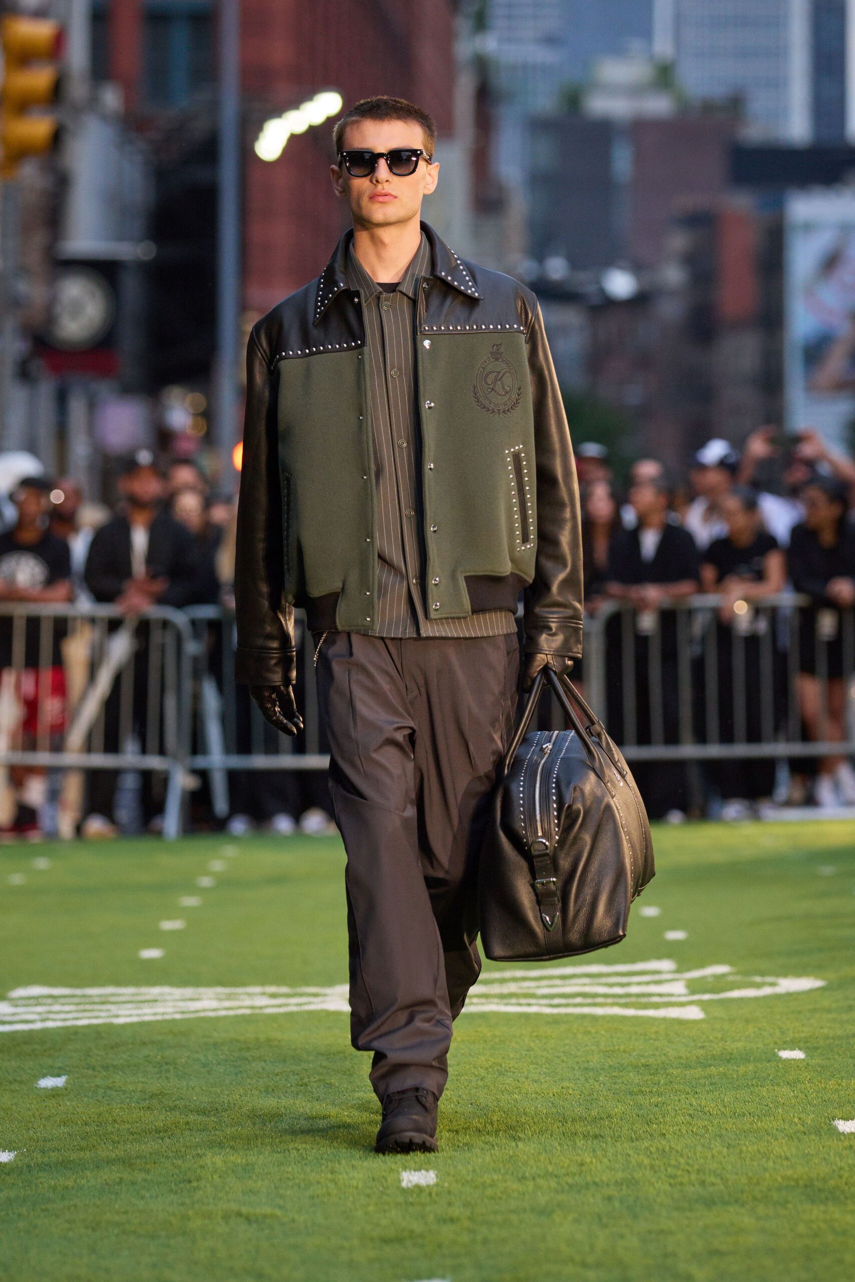 black leather jacket with shirt and pants