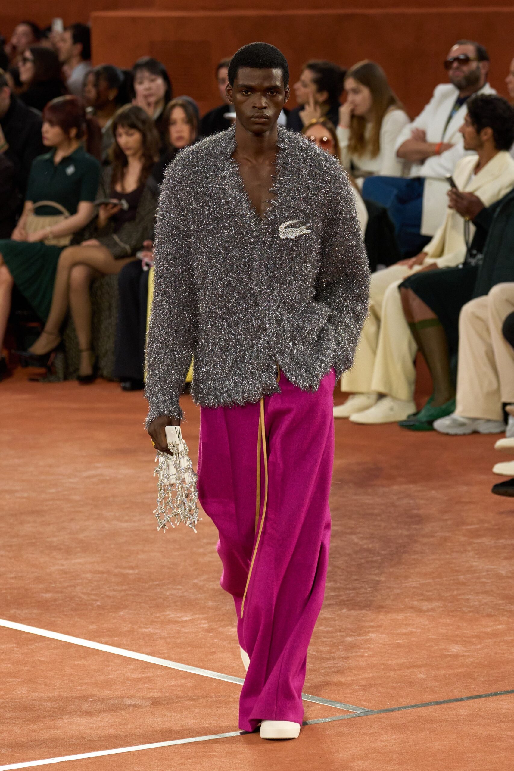 gray wool long-sleeve v-neck relaxed textured sweater