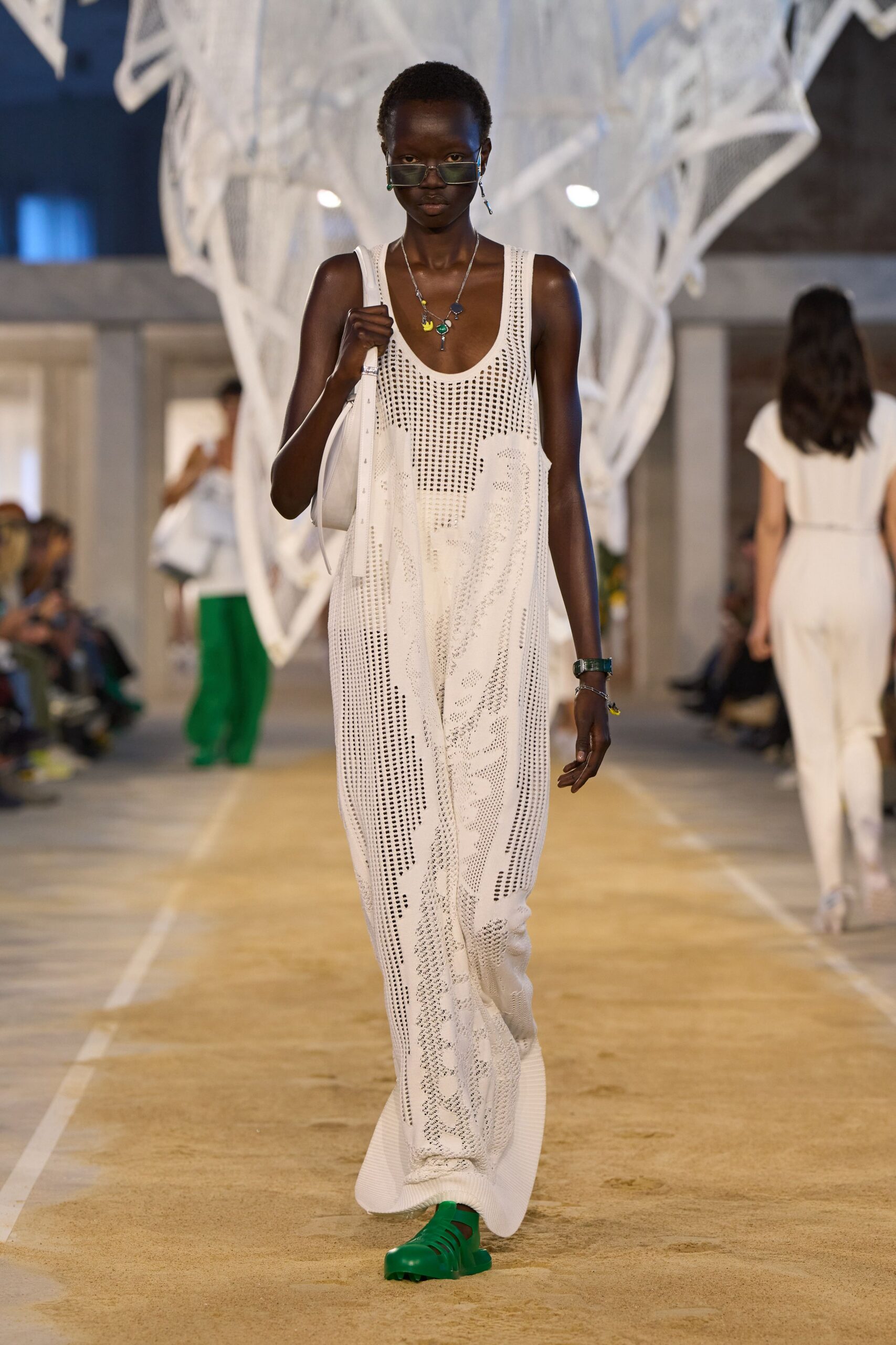 white cotton sleeveless v-neck relaxed layered sheer dress
