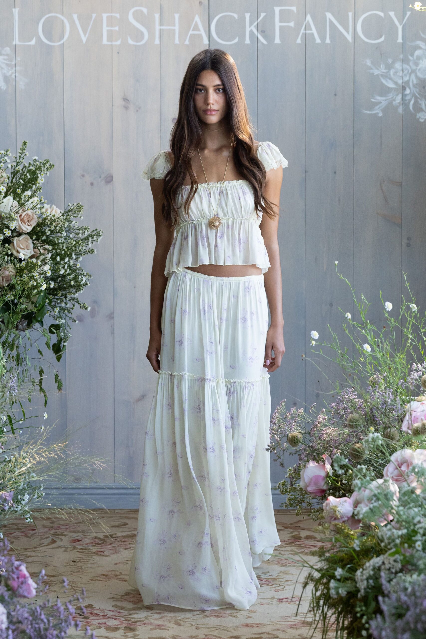 white cotton fitted tiered maxi skirt