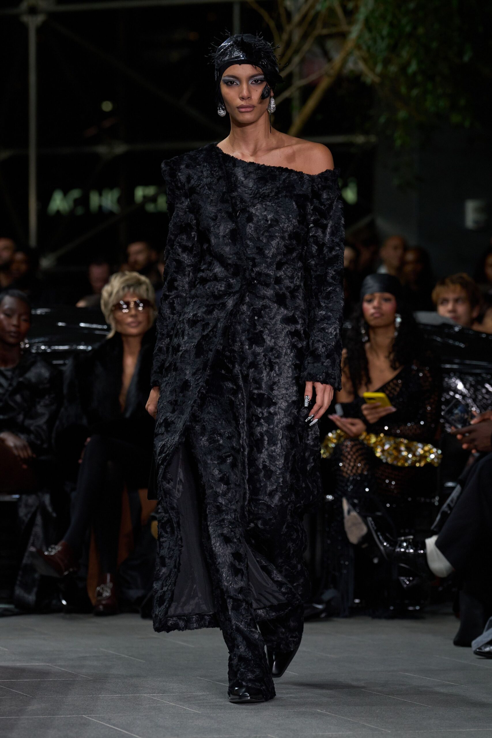 black velvet off-shoulder dress