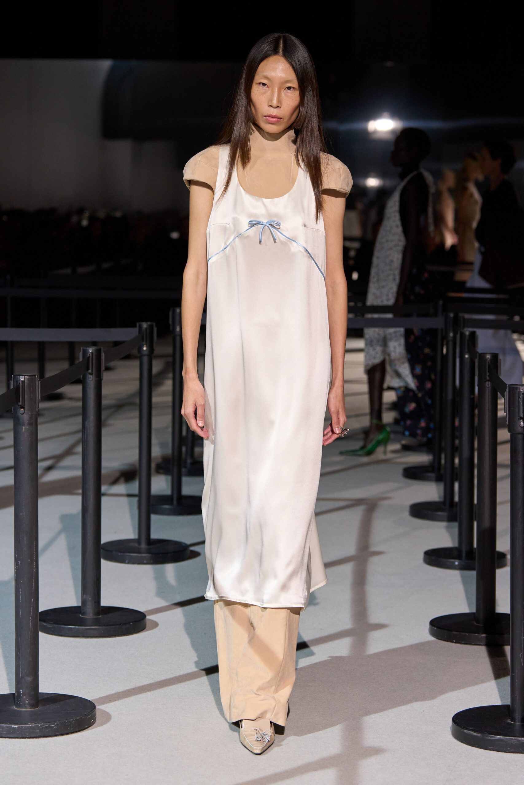 white silk layered maxi dress