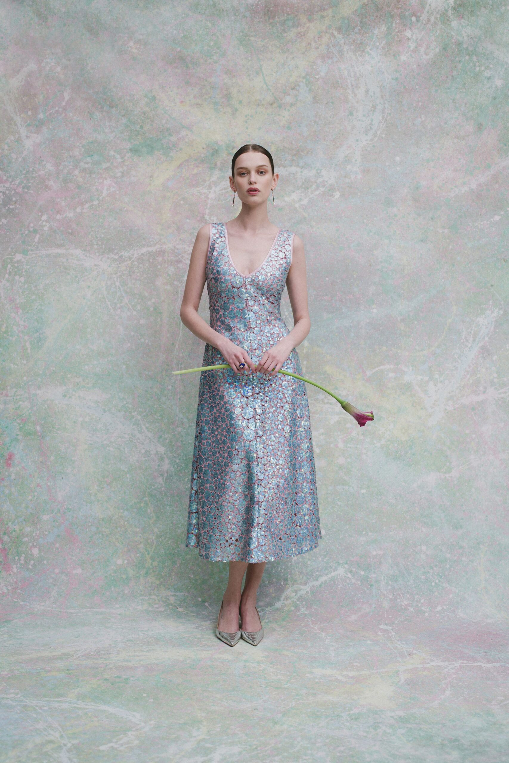 floral silk midi dress