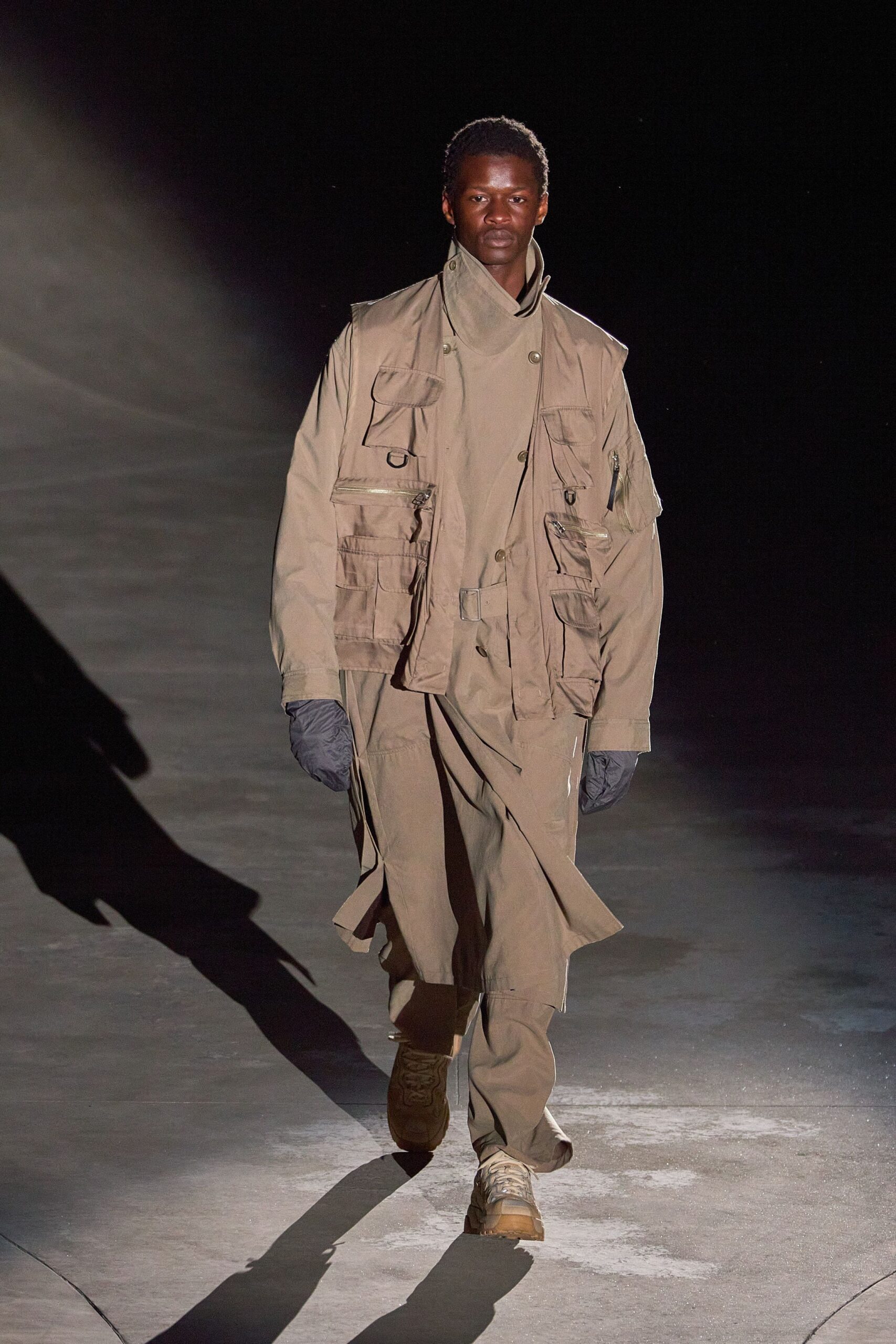 beige relaxed coat and pants