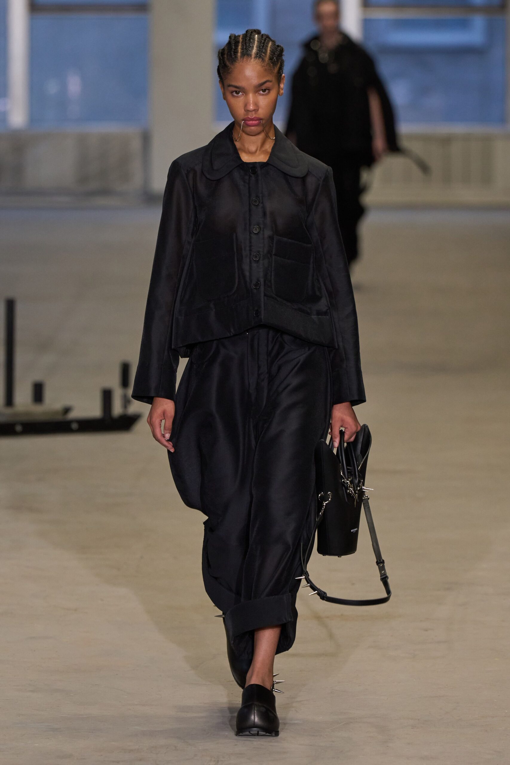 black silk jacket and pants