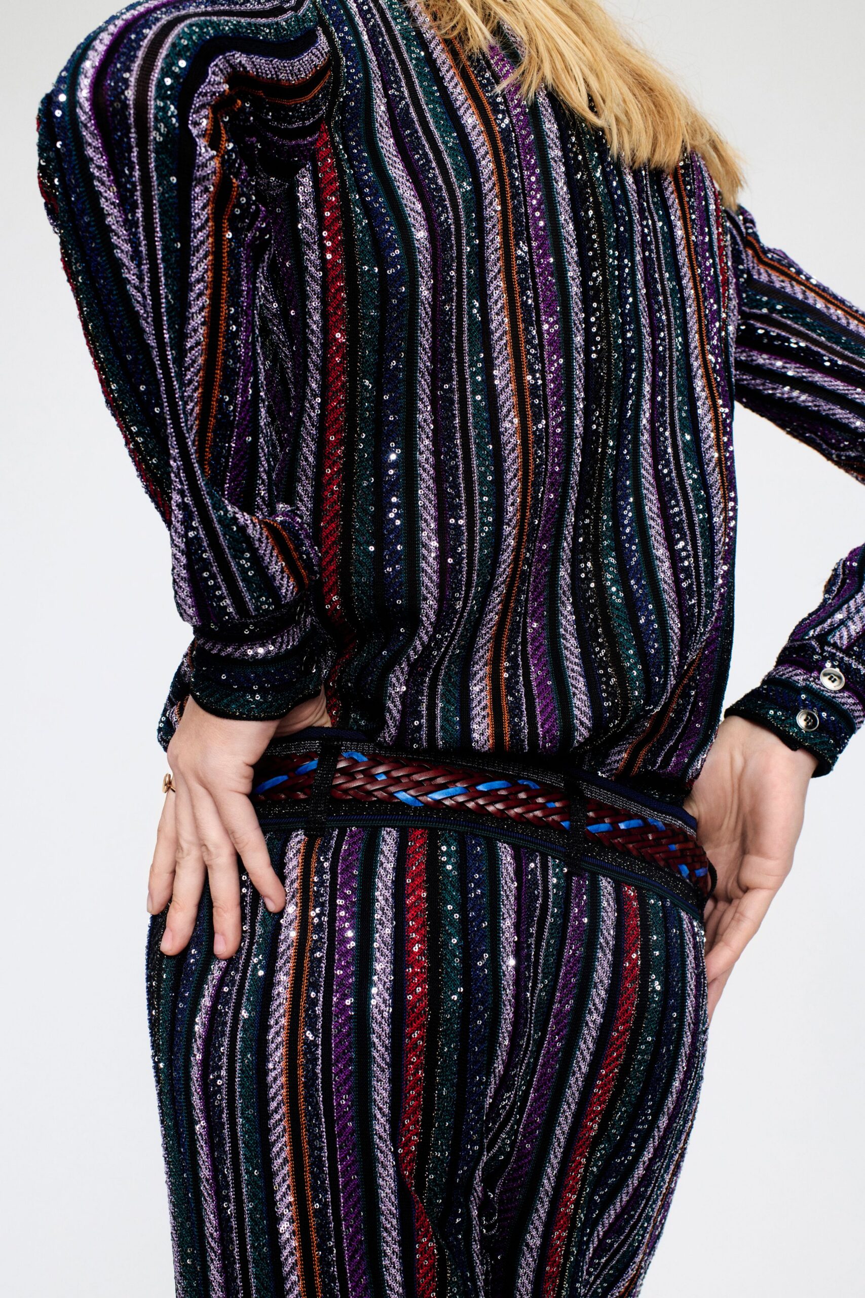 striped sequin jumpsuit