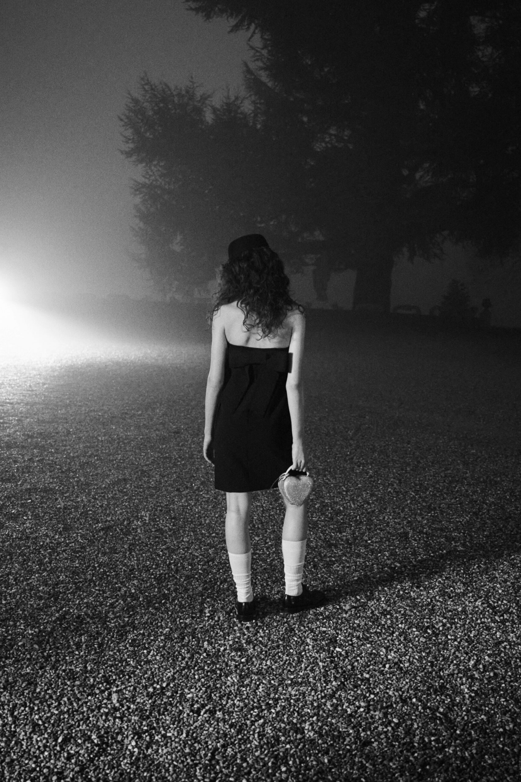 black strapless mini dress with hat