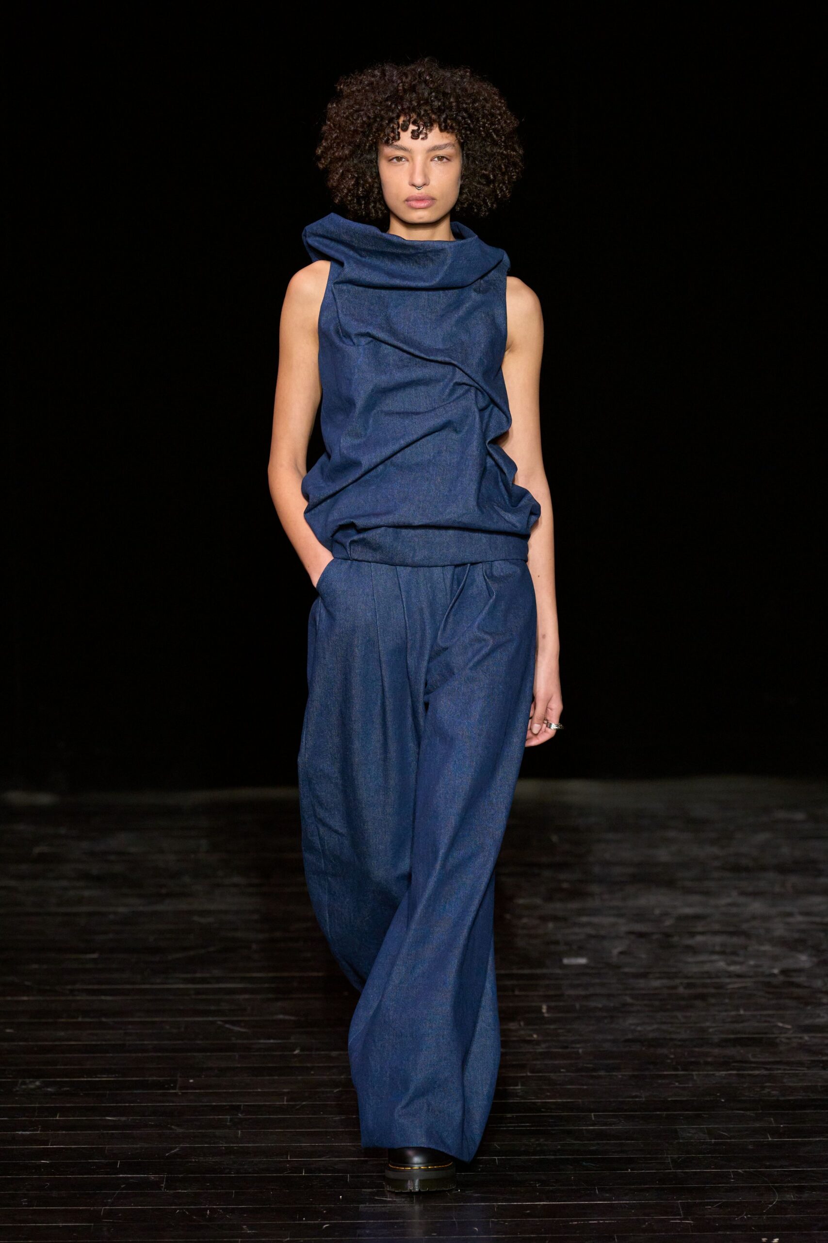 blue denim top and pants