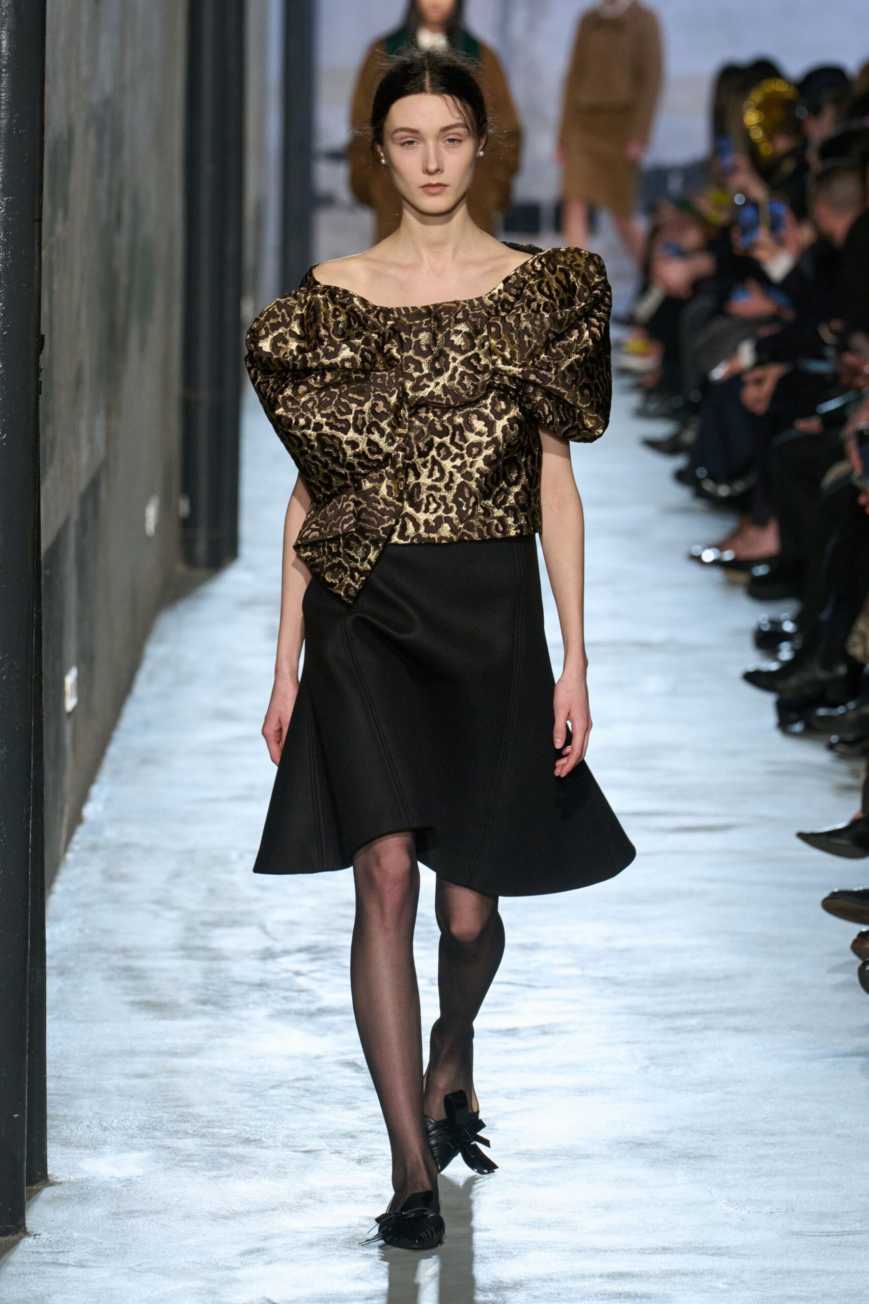 black and brown animal-print midi dress
