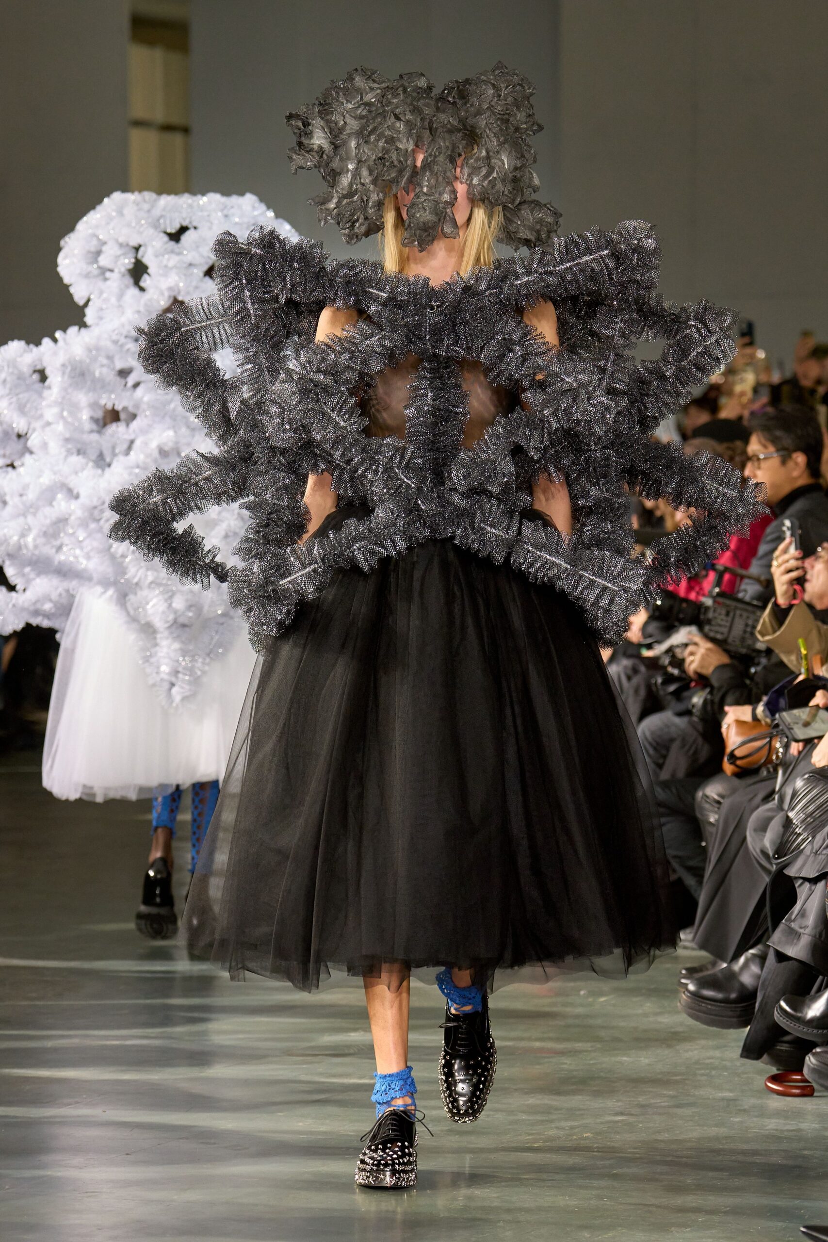 black layered ruffled dress