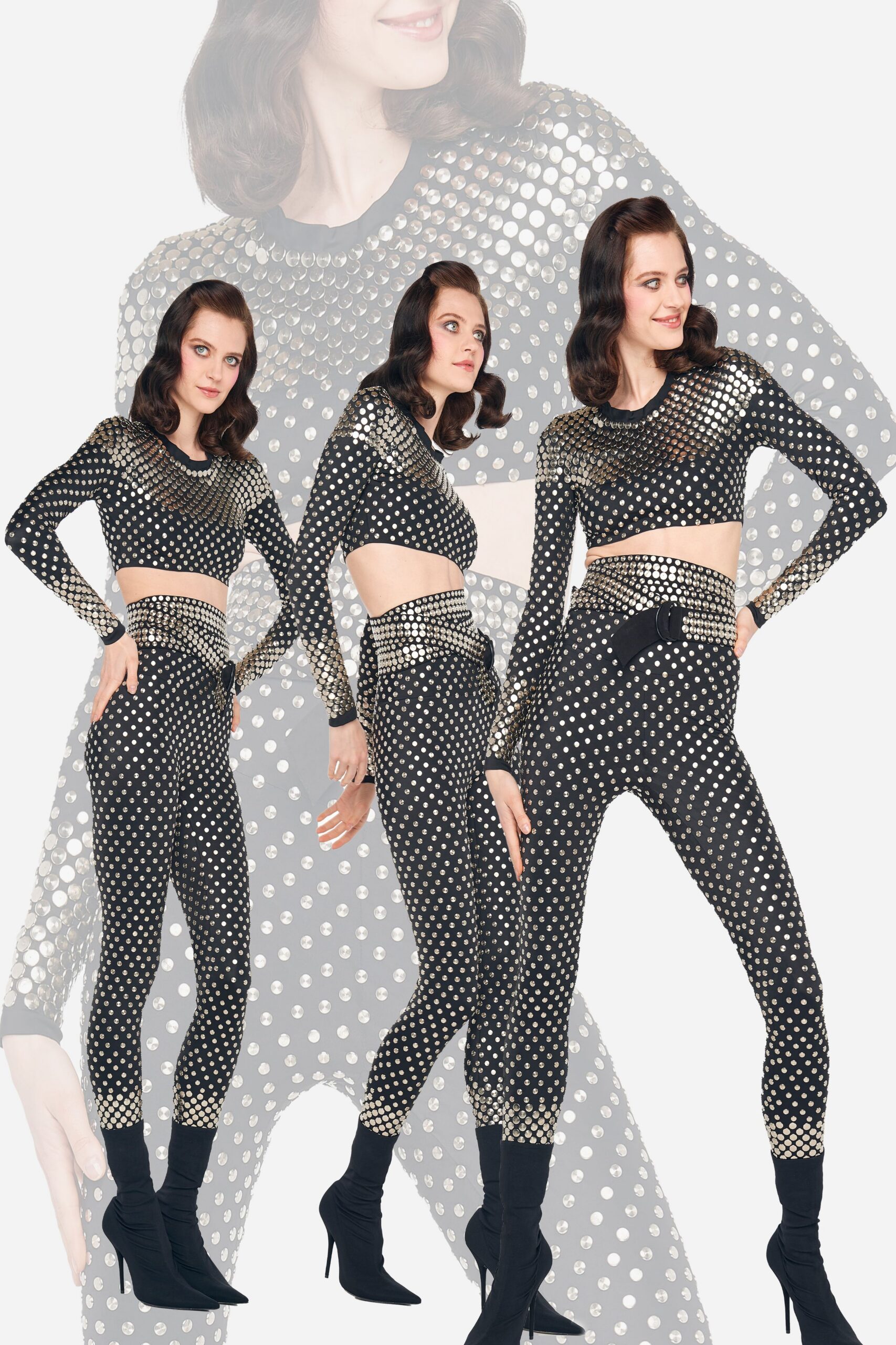 black gold beaded crop top and pants