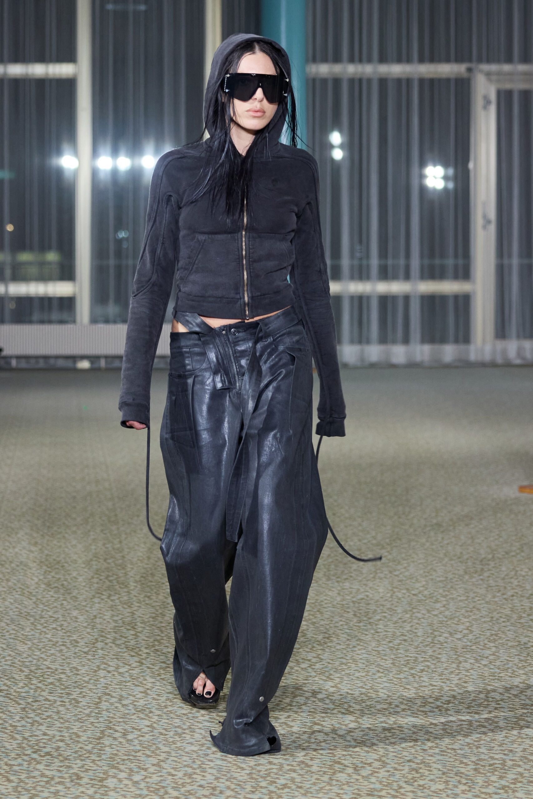 black leather cropped jacket and pants
