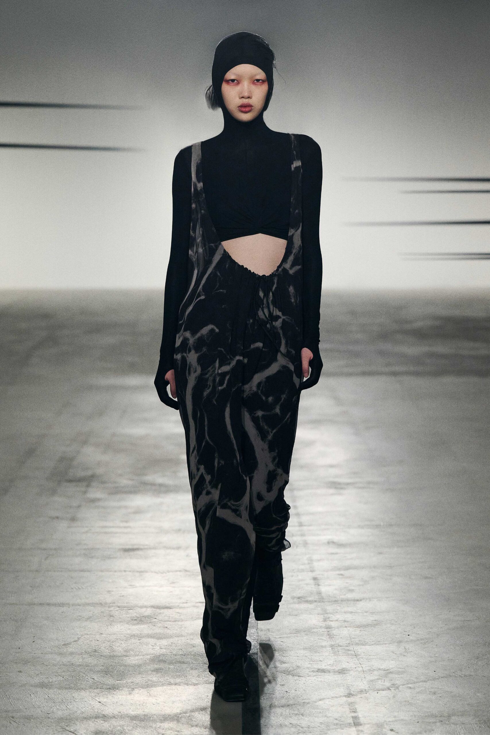 black velvet sleeveless cutout relaxed draped jumpsuit