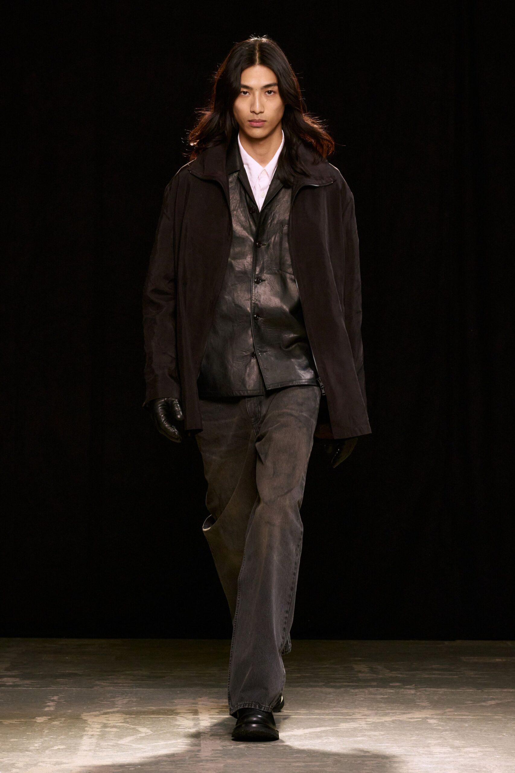 black suede jacket gray vest