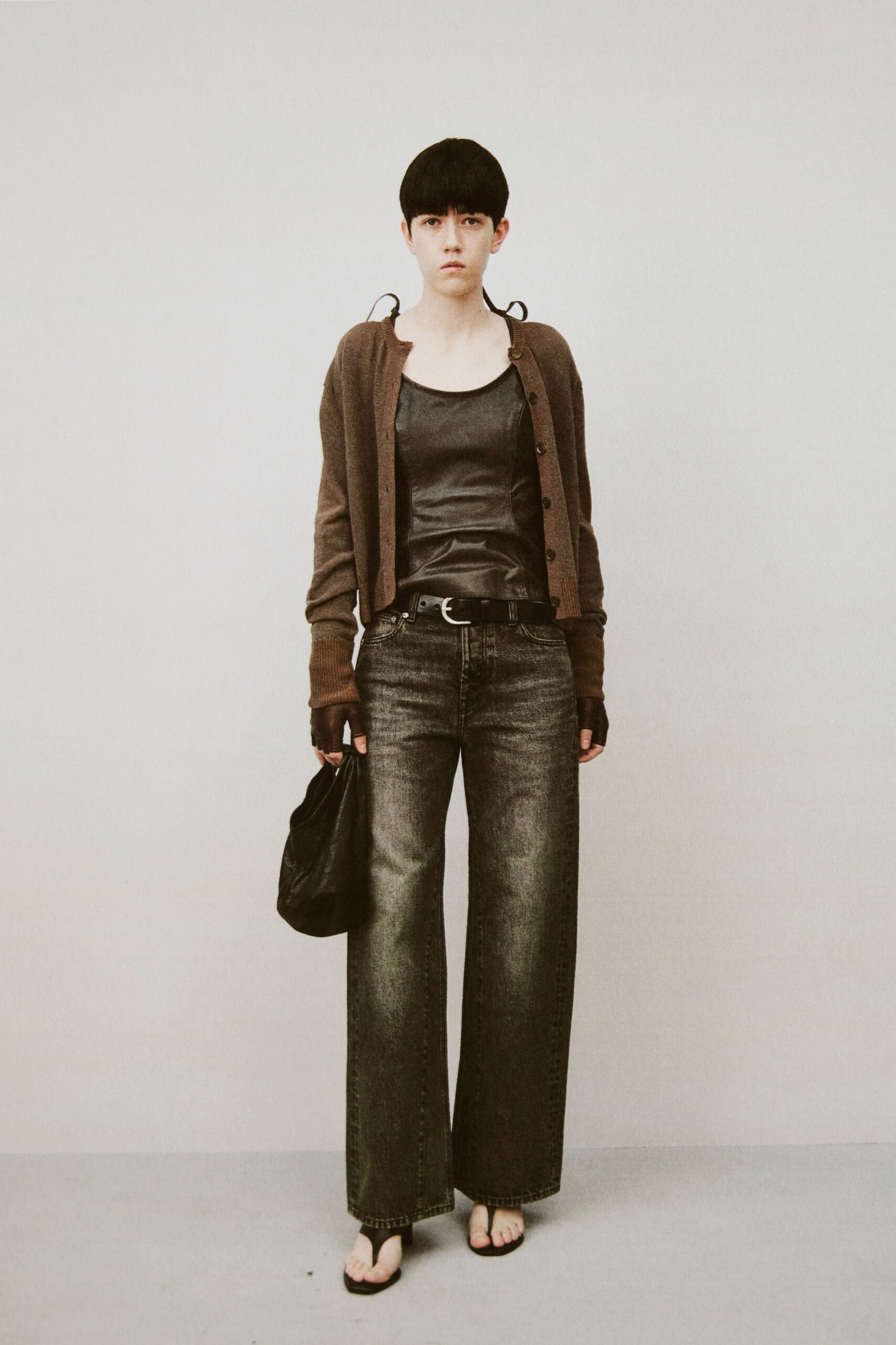black denim relaxed straight-leg jeans