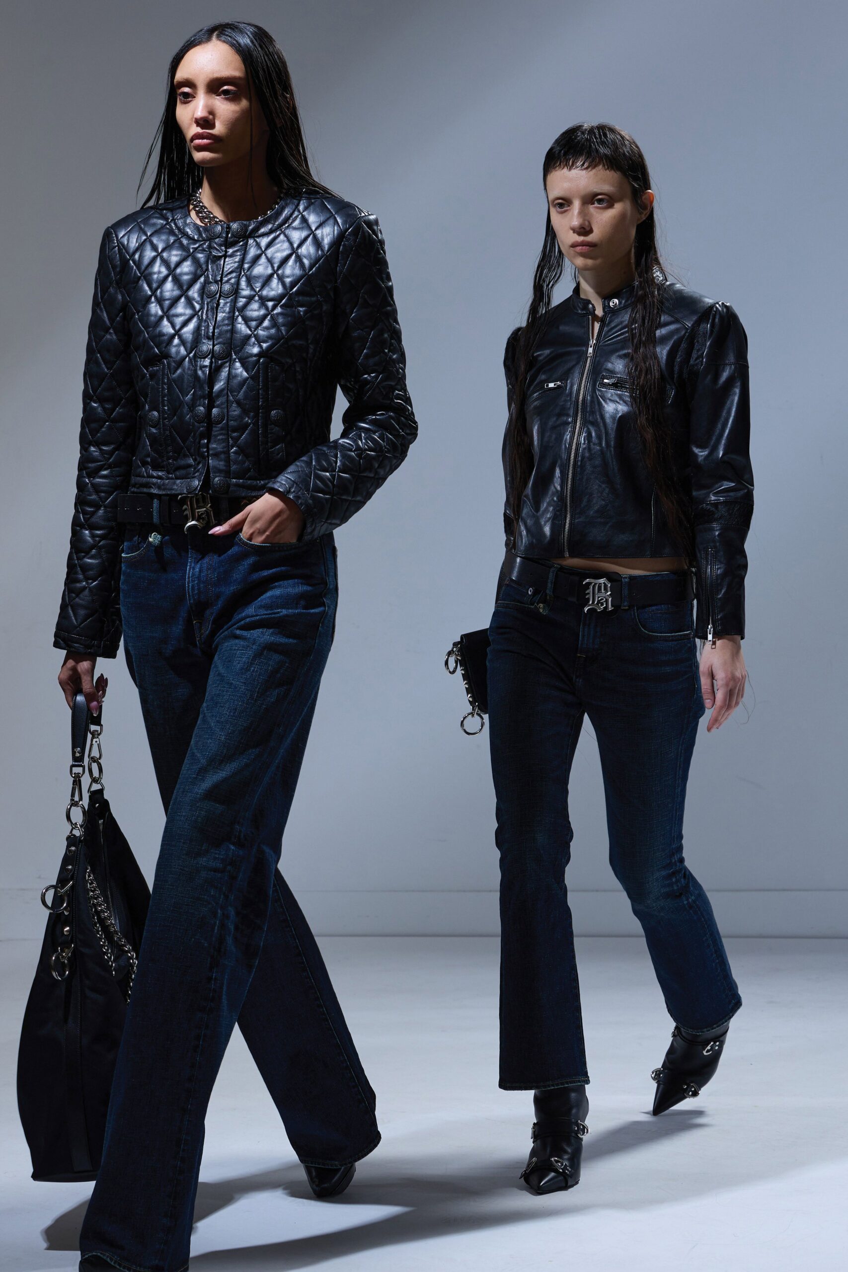 blue denim fitted flared pants