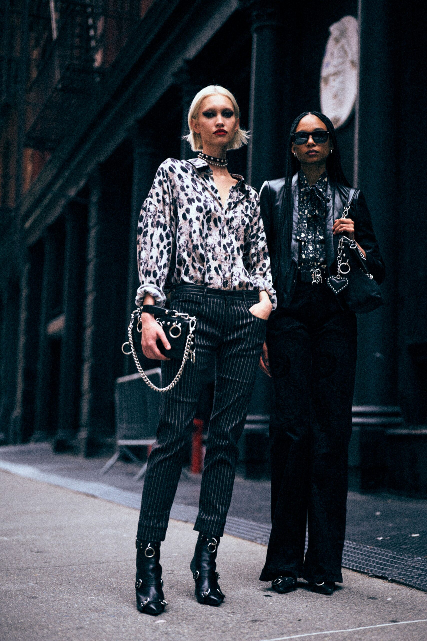 white silk long-sleeve collared relaxed animal-print shirt