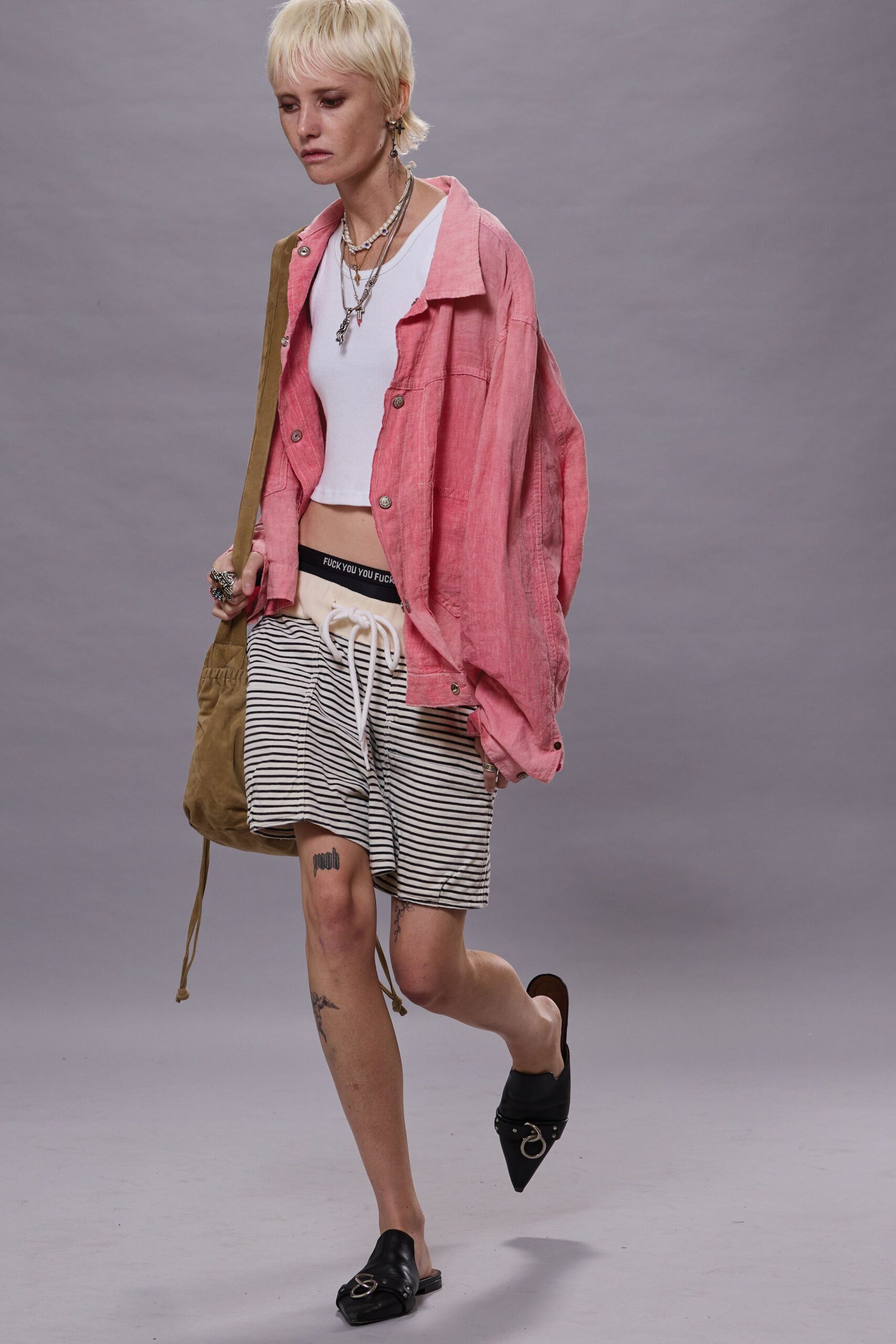 pink cotton long-sleeve collared oversized jacket