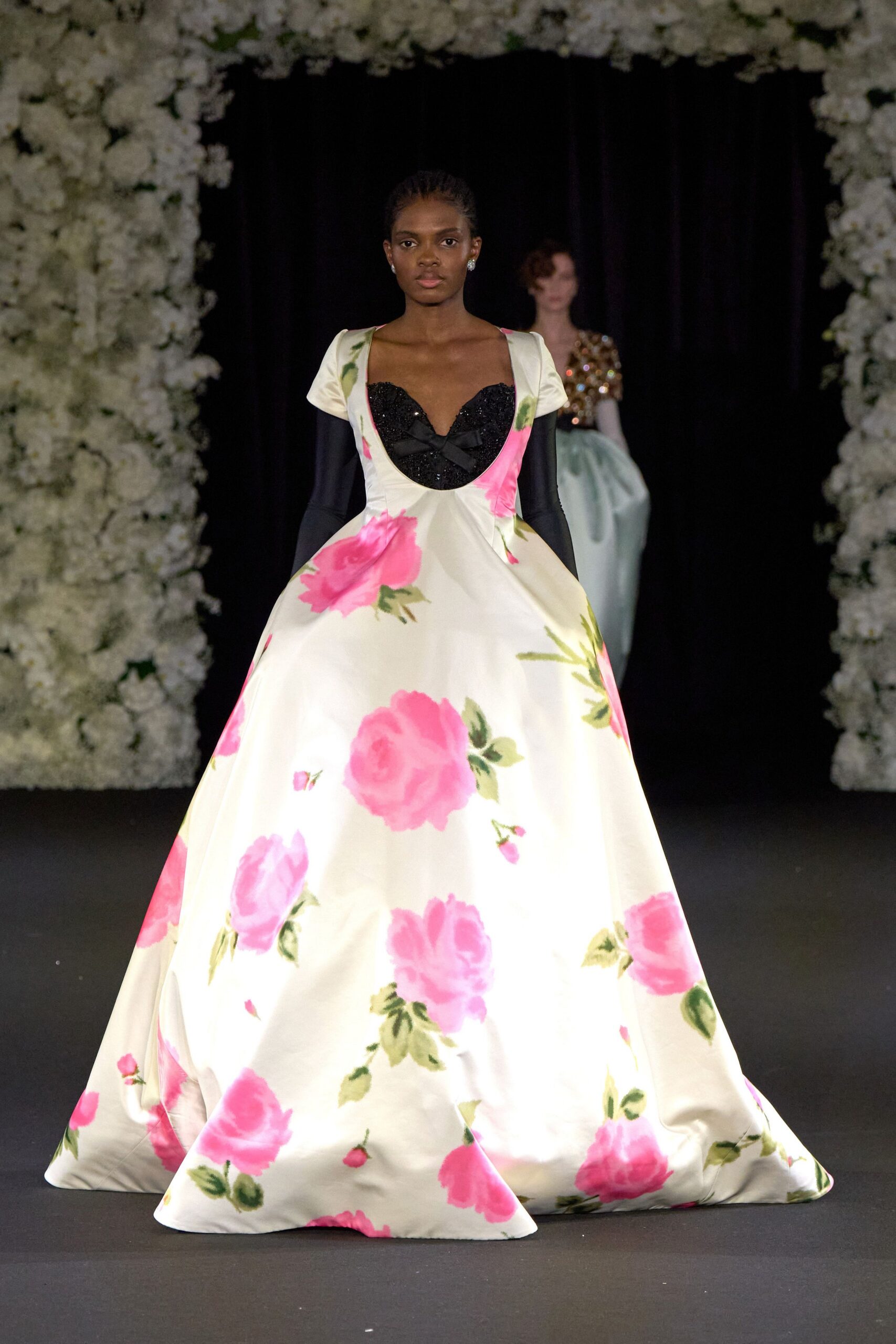 white floral maxi gown