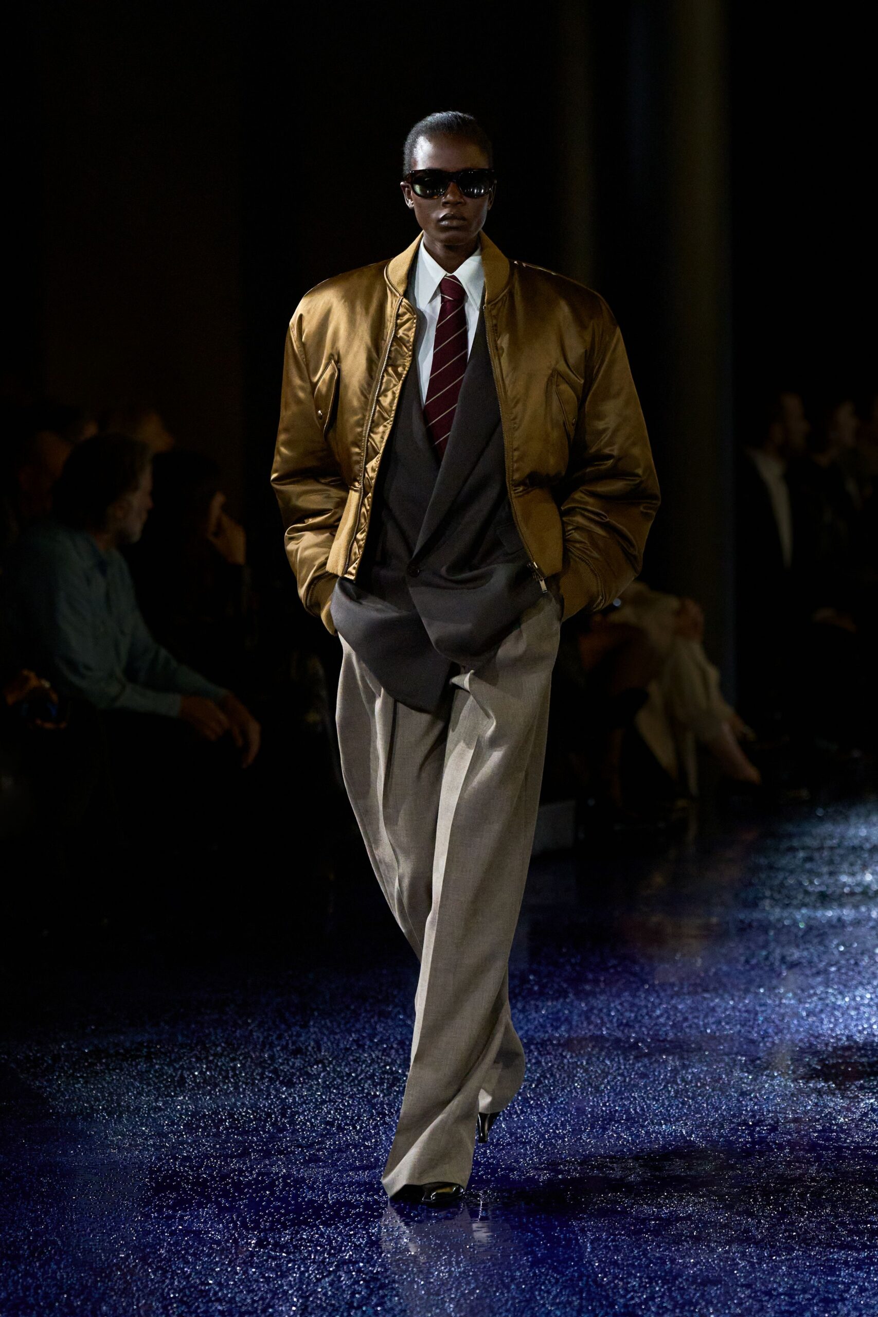 brown silk long-sleeve collared relaxed jacket