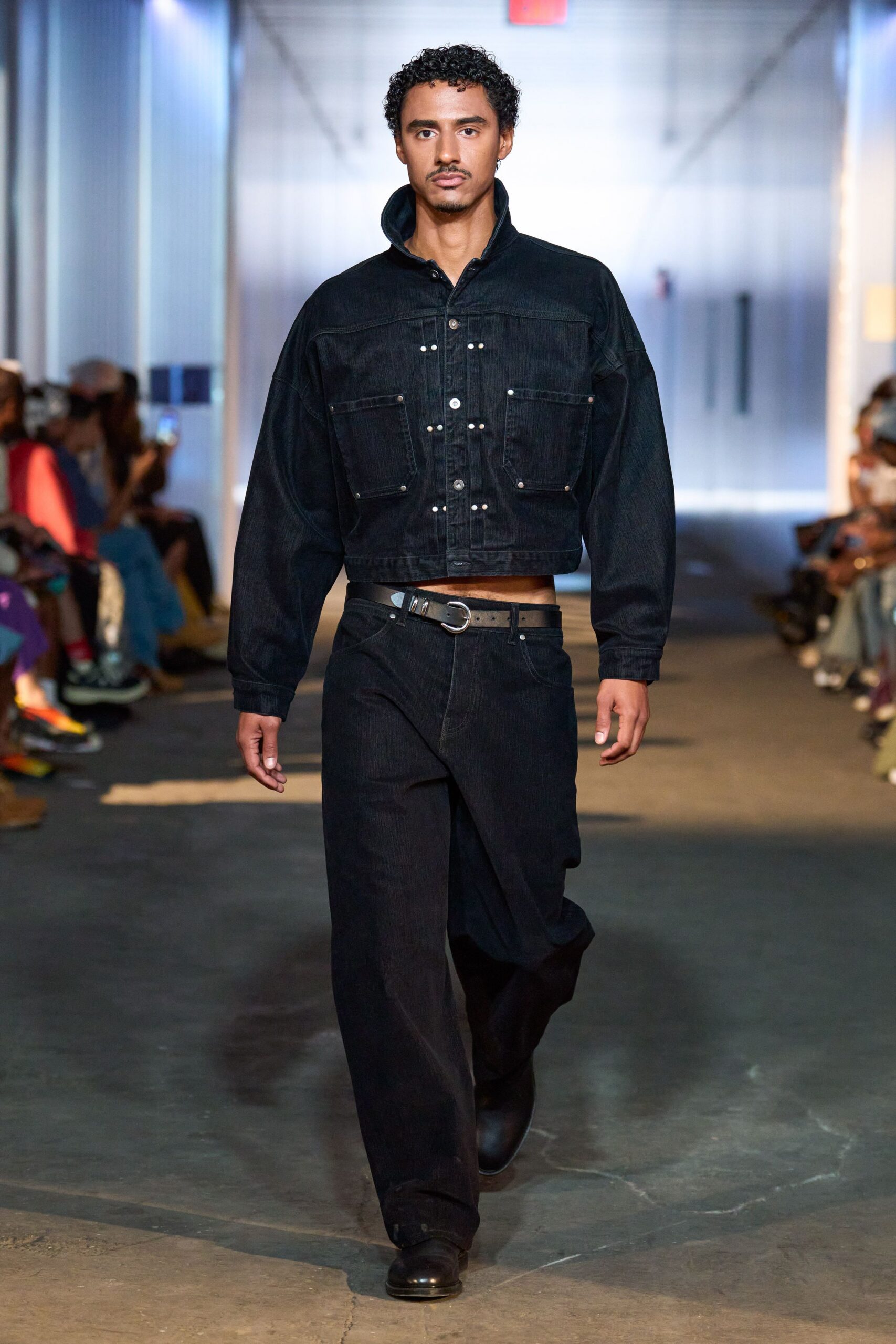 black denim jacket and pants