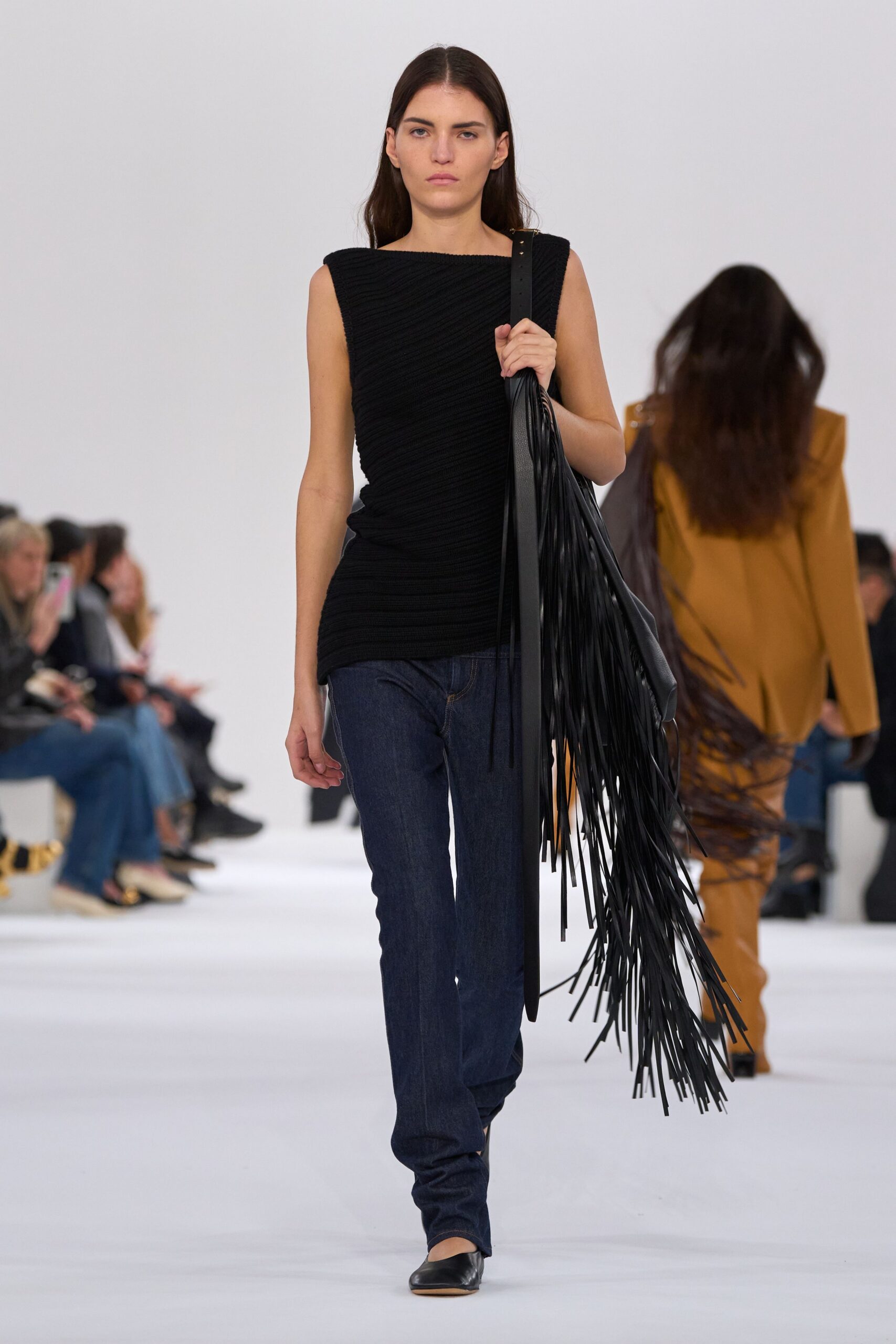 black fitted top with jeans