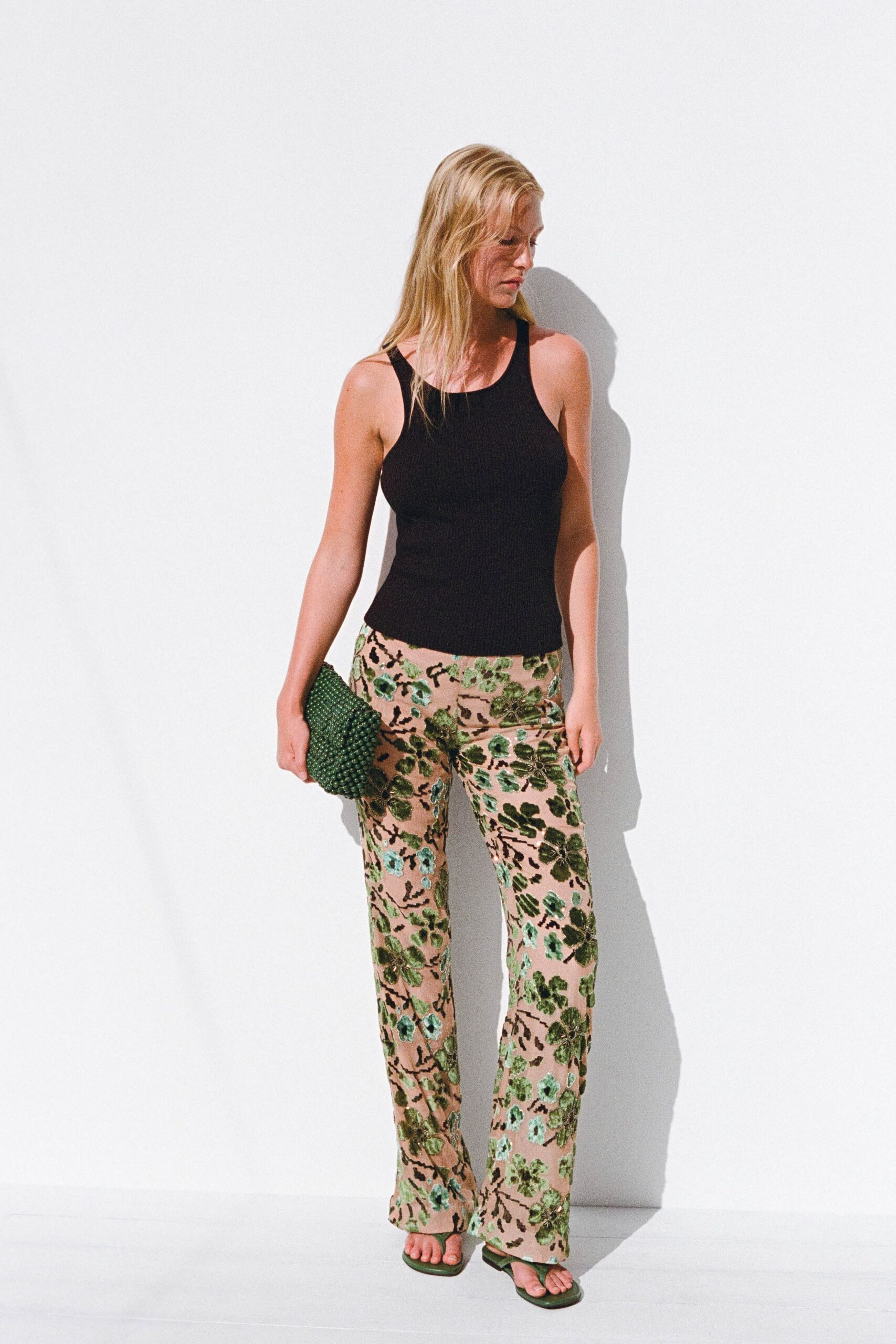 beige relaxed flared pants