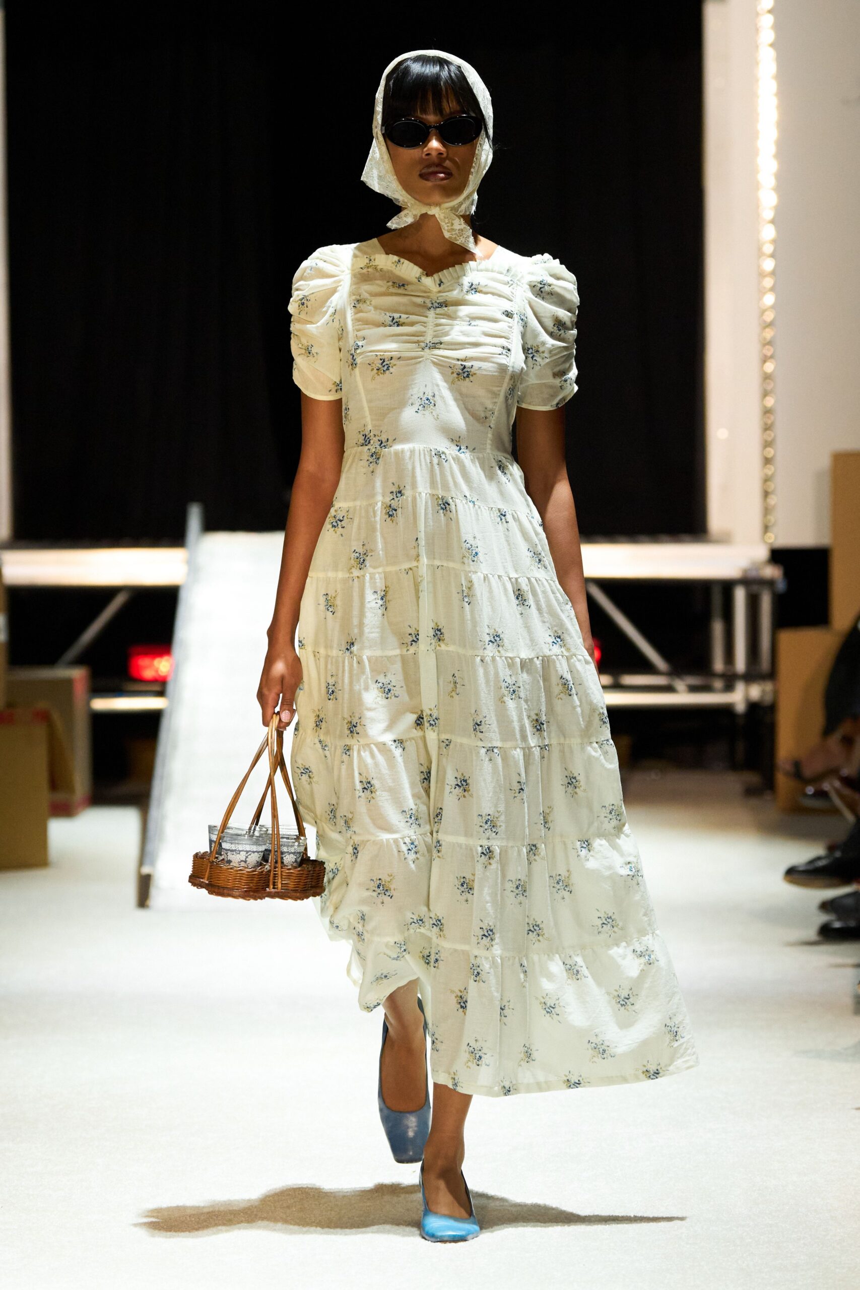 floral midi dress with accessories
