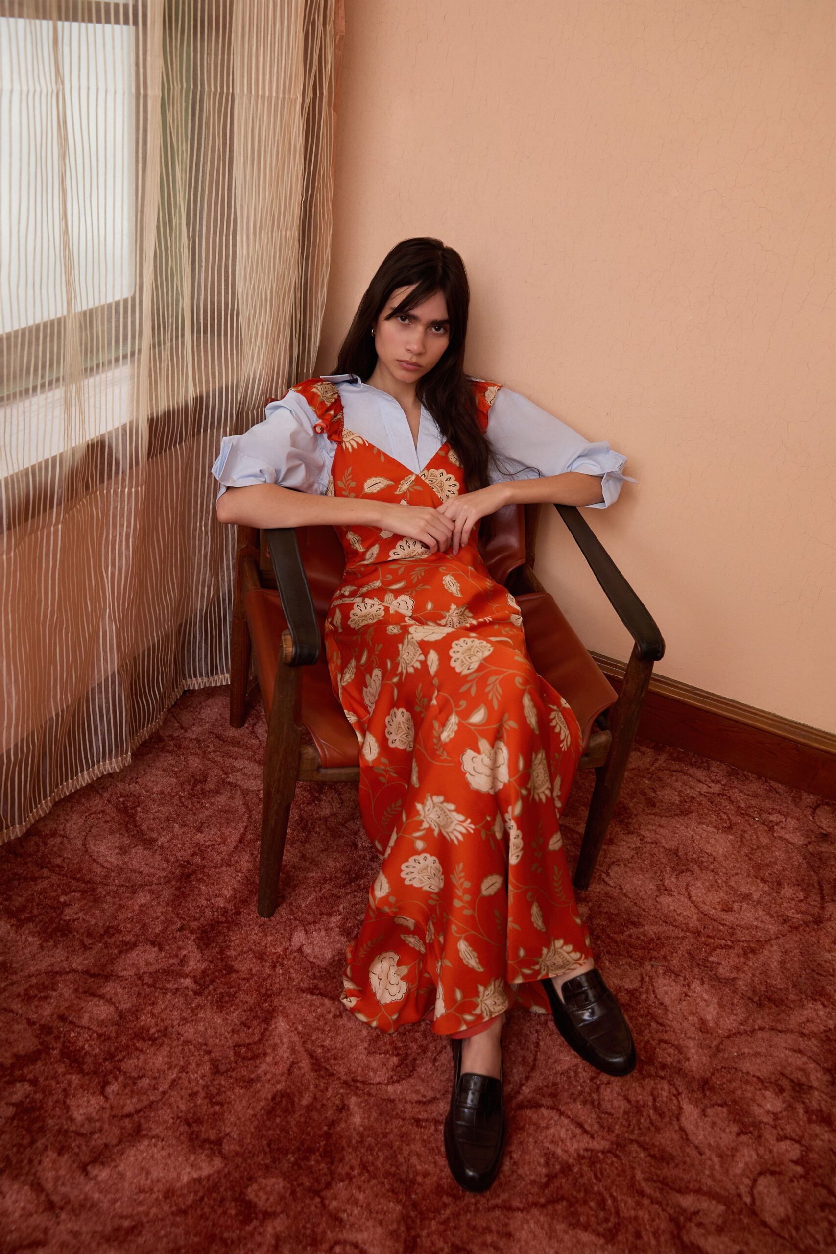 floral maxi dress with shirt
