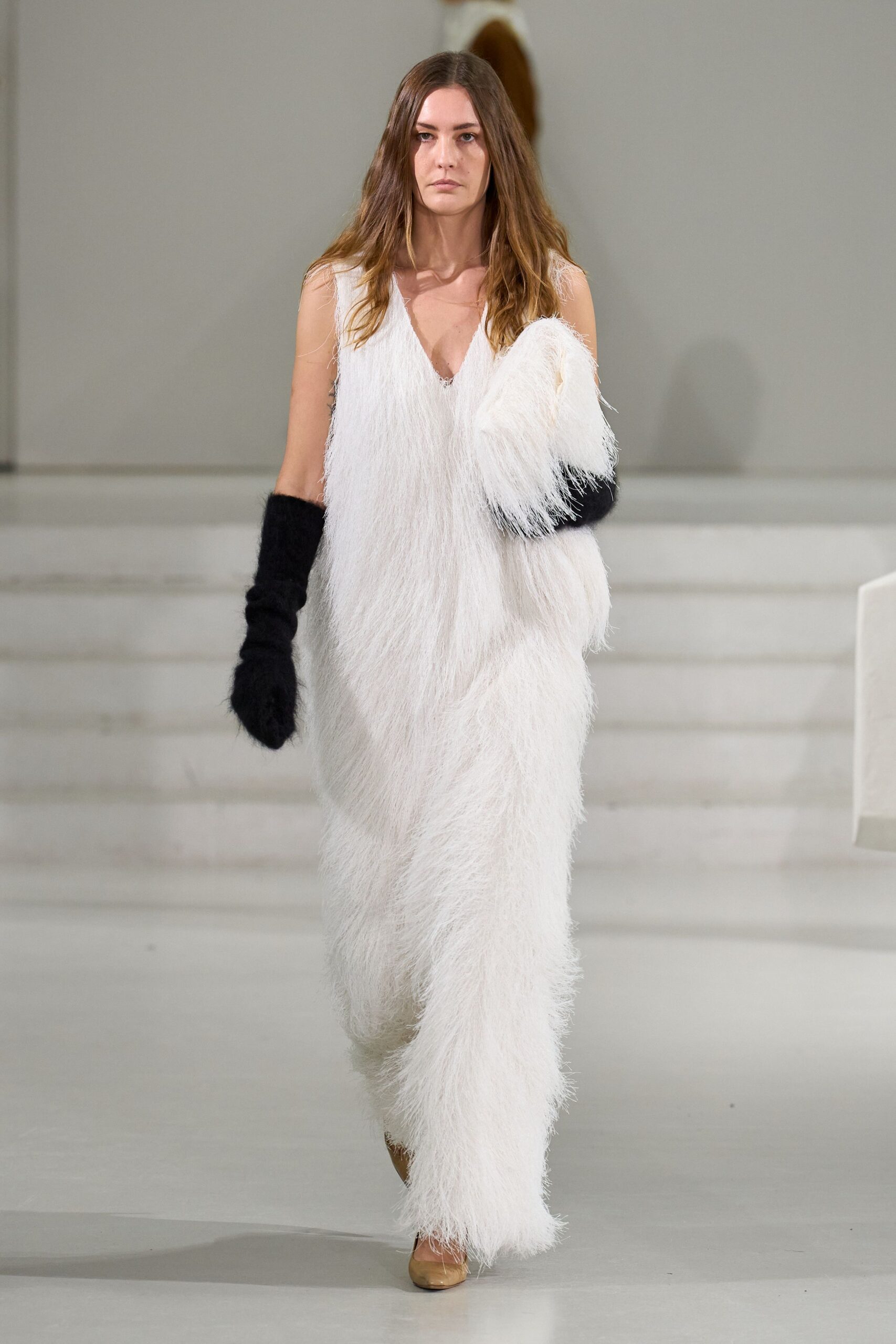 white fringed maxi dress