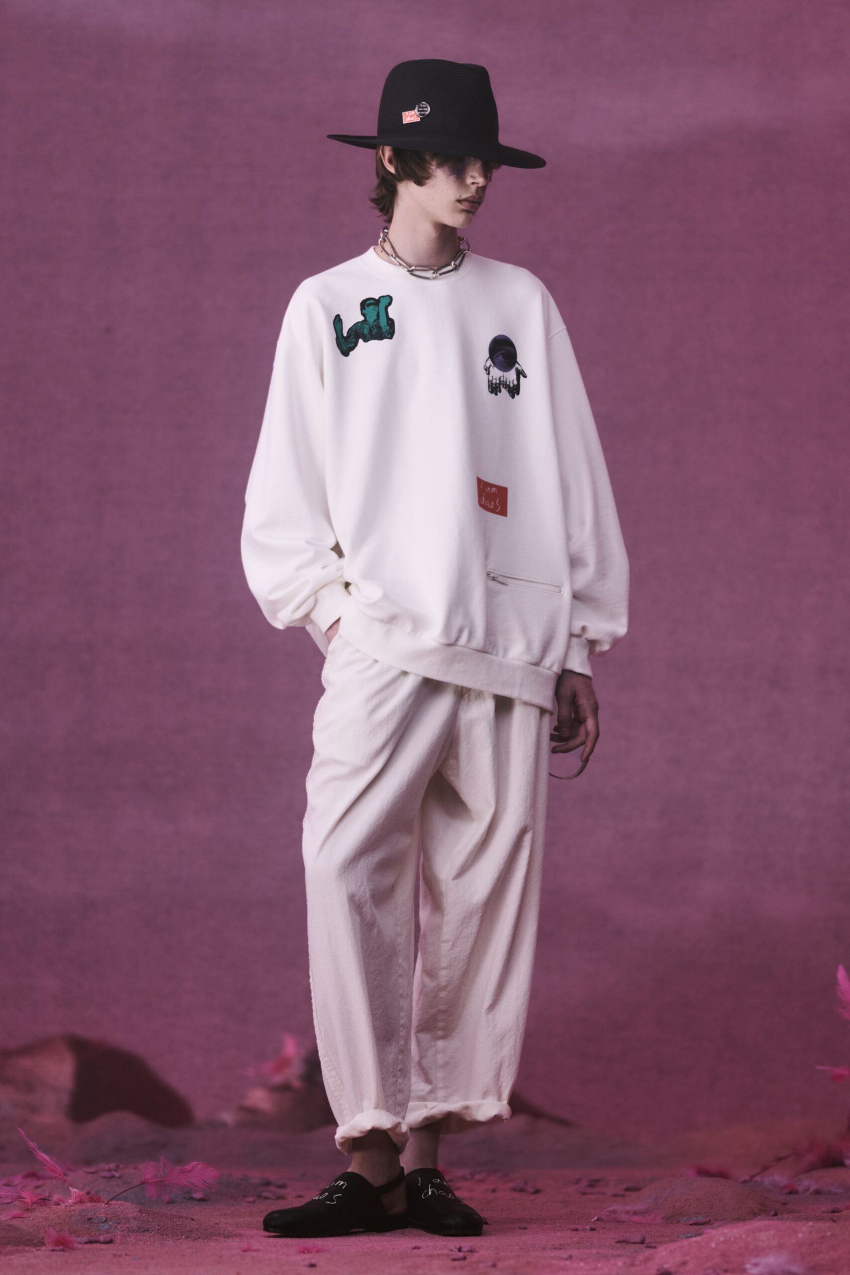 white oversized sweater and pants