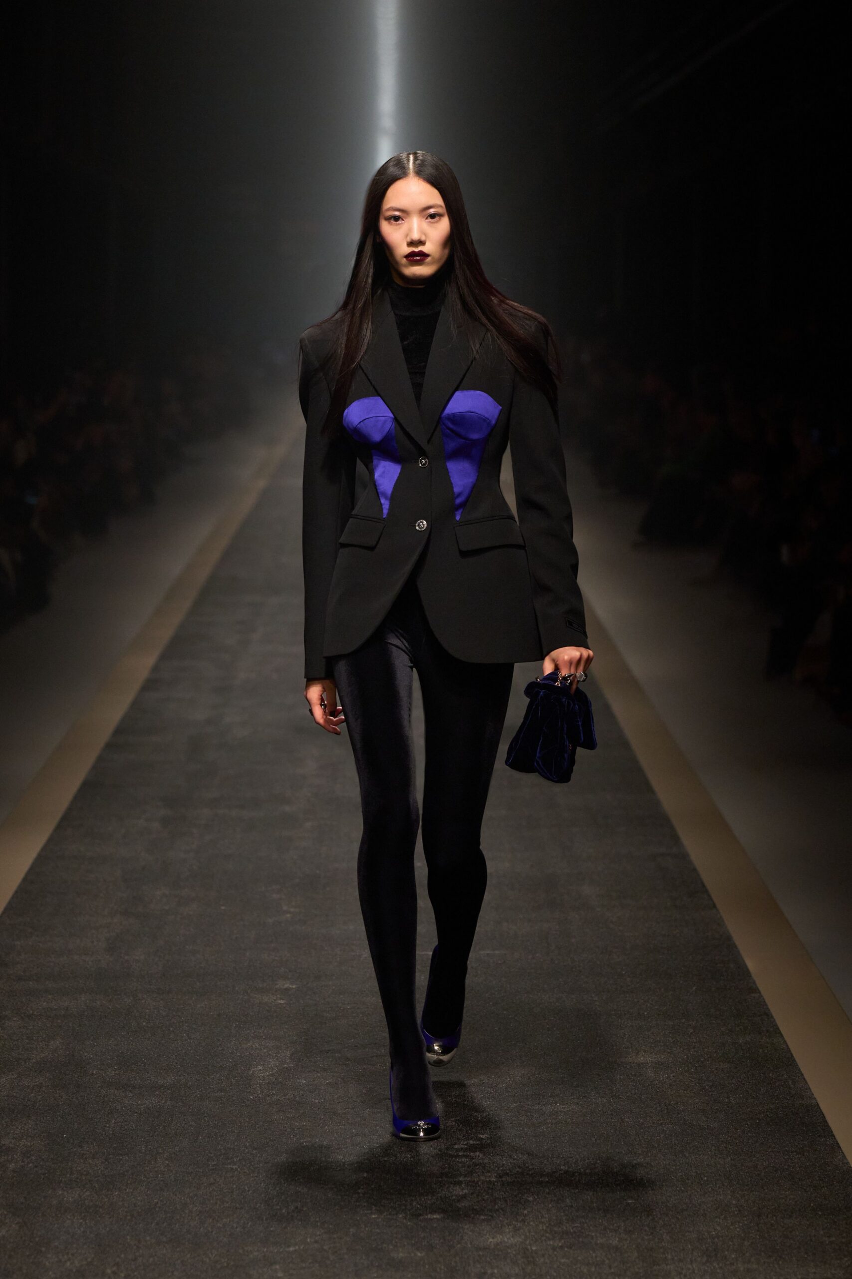 black and blue structured blazer