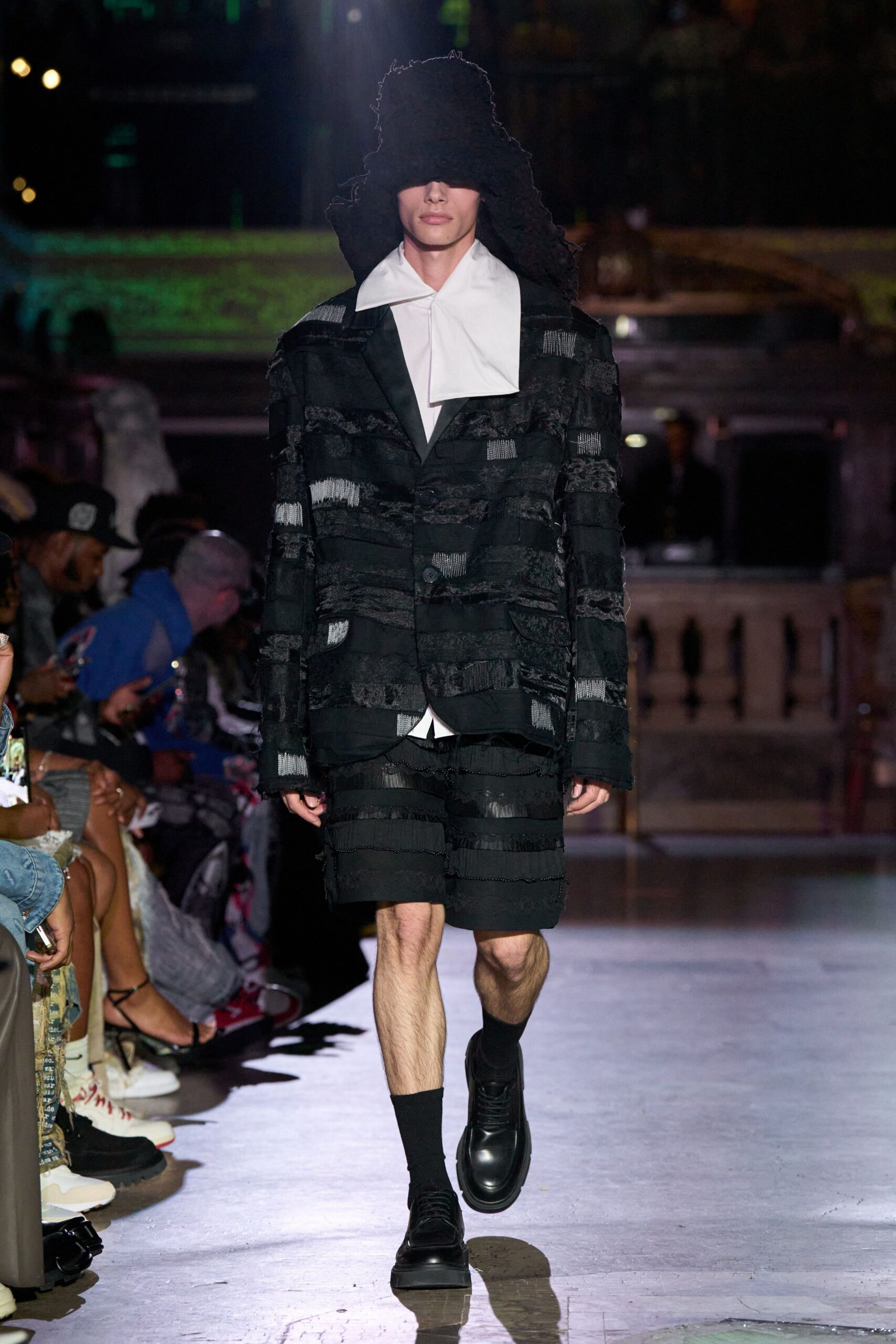 black relaxed suit with shorts