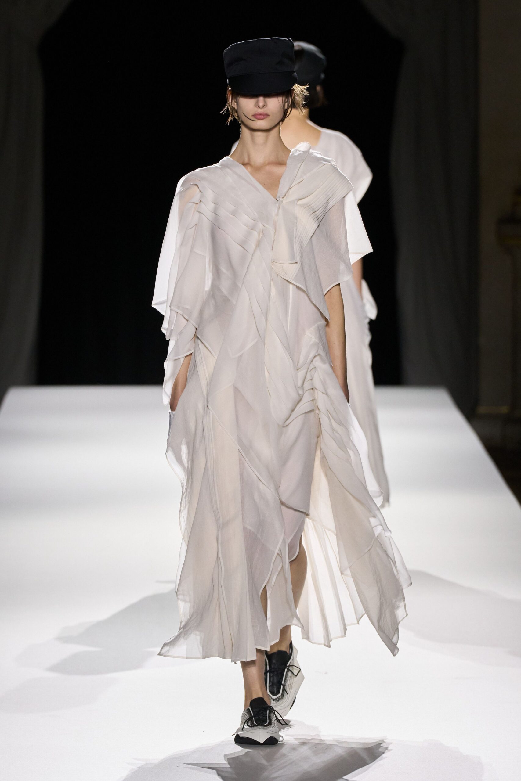 white flowing layered dress