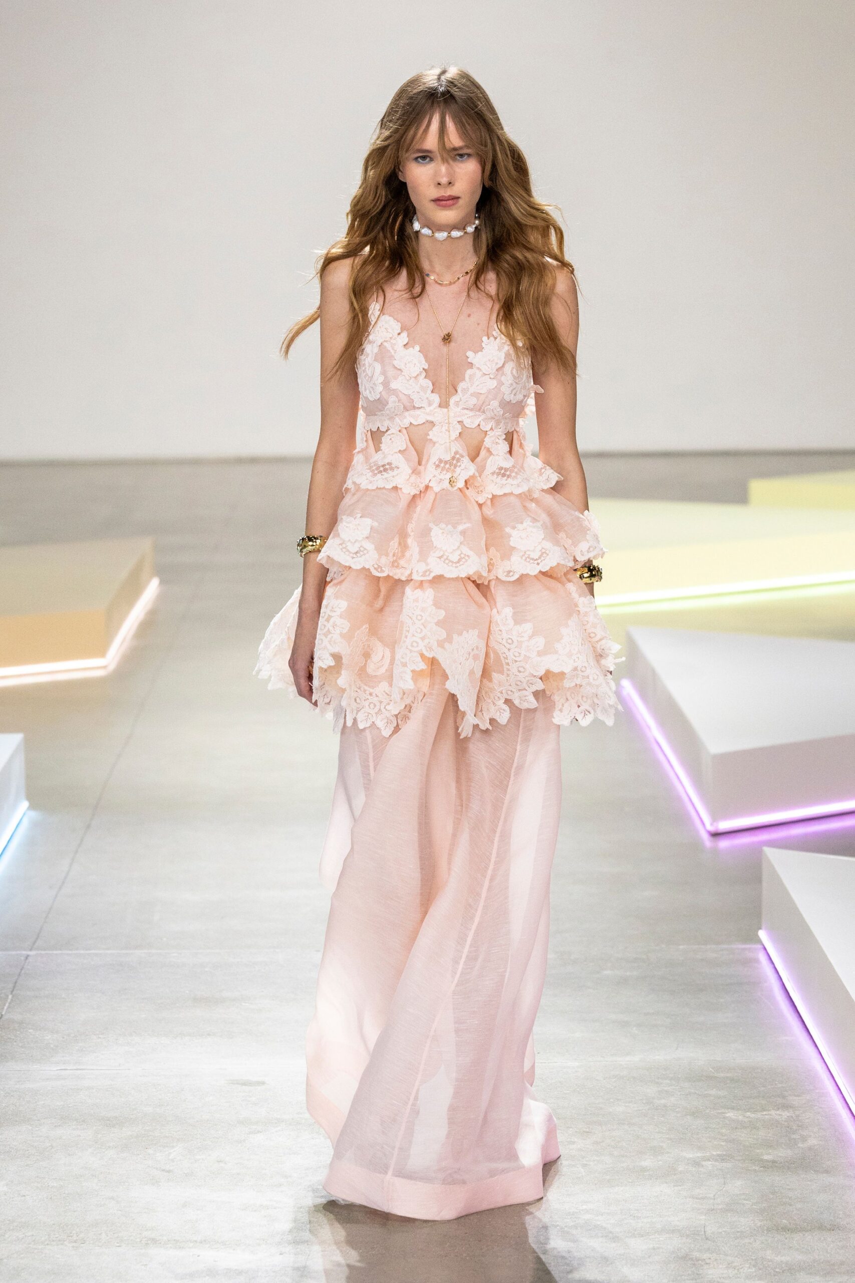pink silk sleeveless gown