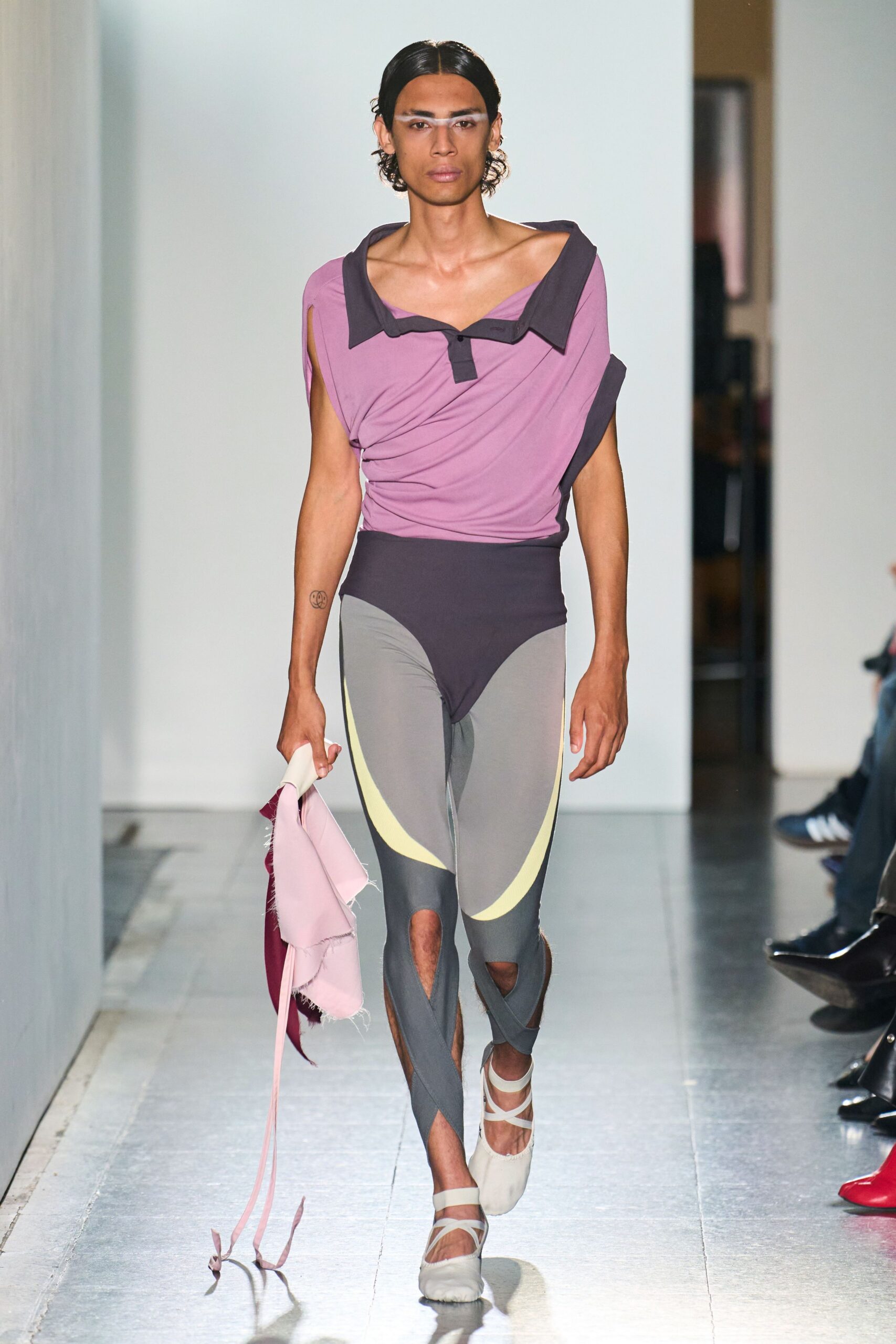 purple relaxed top with fitted pants