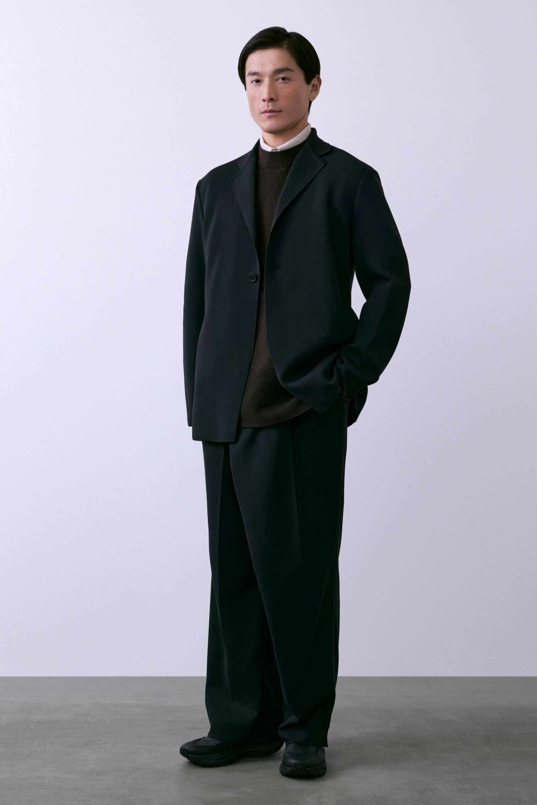 black blazer brown fitted top